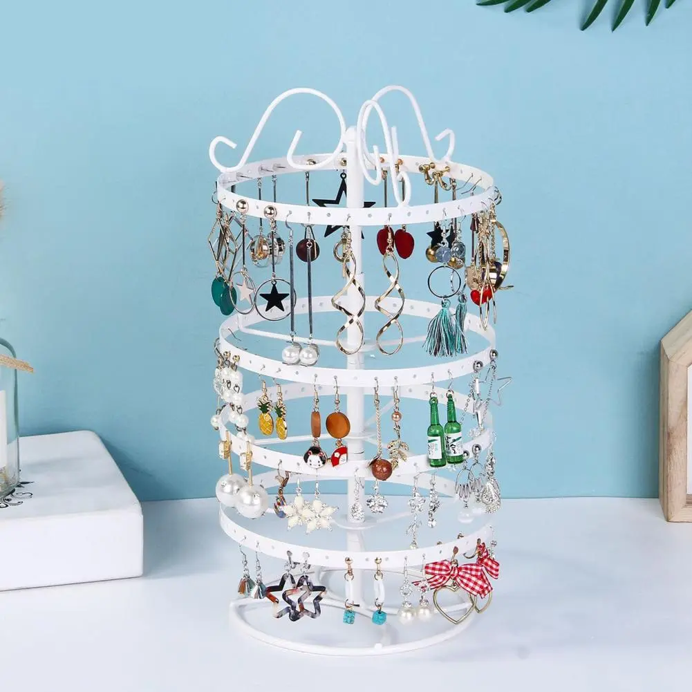 Earring Holder Organizer with Stable Base Adjustable 4-Tiers Rotating Earrings Display Stand Desktop Jewelry Organizer