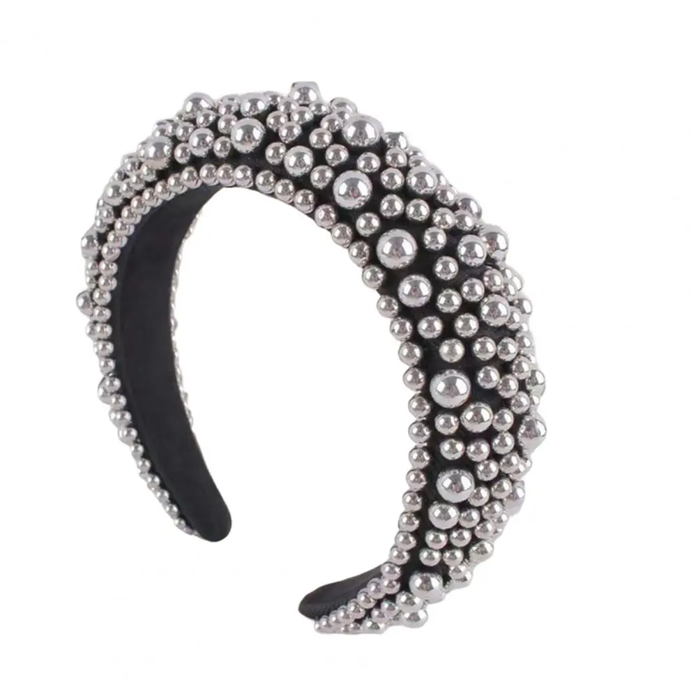 Comfortable Headband Hair Hoop Headband Elegant Imitation Pearl Hair Hoop Wide Headband for Comfortable Fit Flexible Design Hair