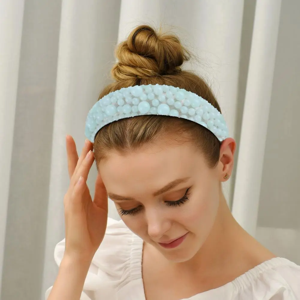 Comfortable Headband Hair Hoop Headband Elegant Imitation Pearl Hair Hoop Wide Headband for Comfortable Fit Flexible Design Hair