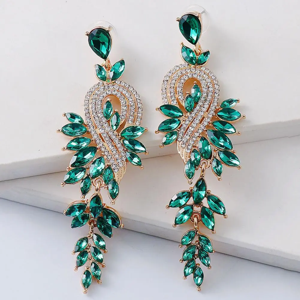 1 Pair Dangle Earrings Geometric Faux Crystal Jewelry Elegant Long Drop Earrings Women Earrings for Wedding