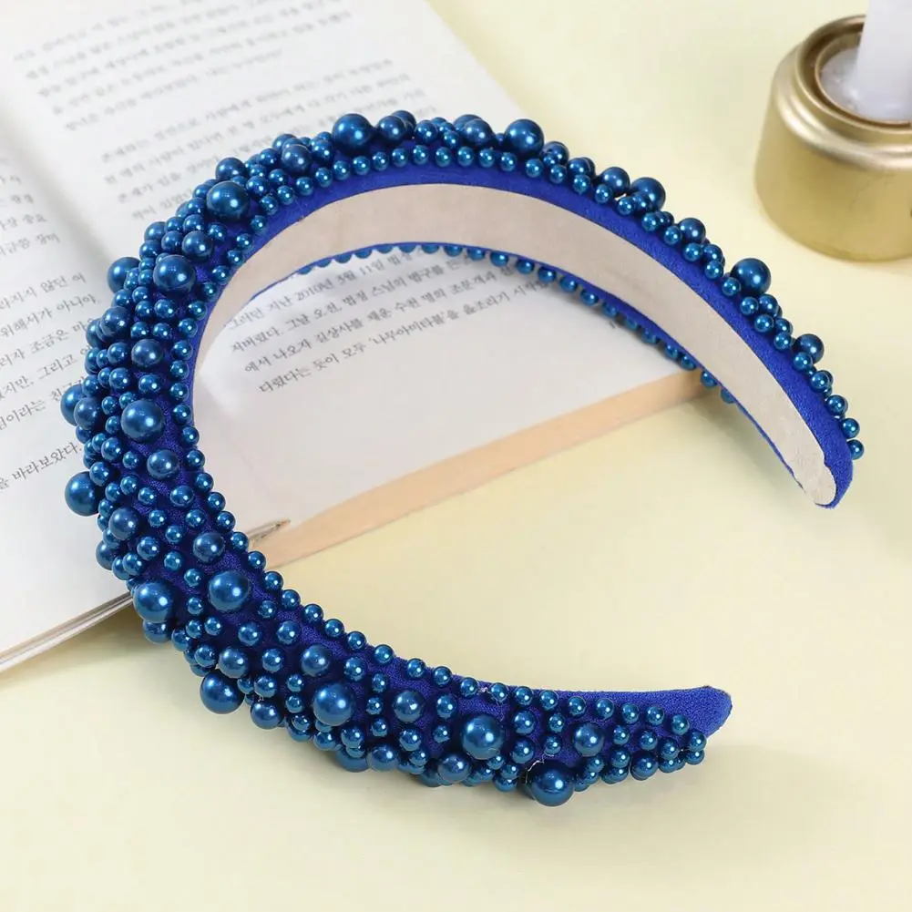 Comfortable Headband Hair Hoop Headband Elegant Imitation Pearl Hair Hoop Wide Headband for Comfortable Fit Flexible Design Hair