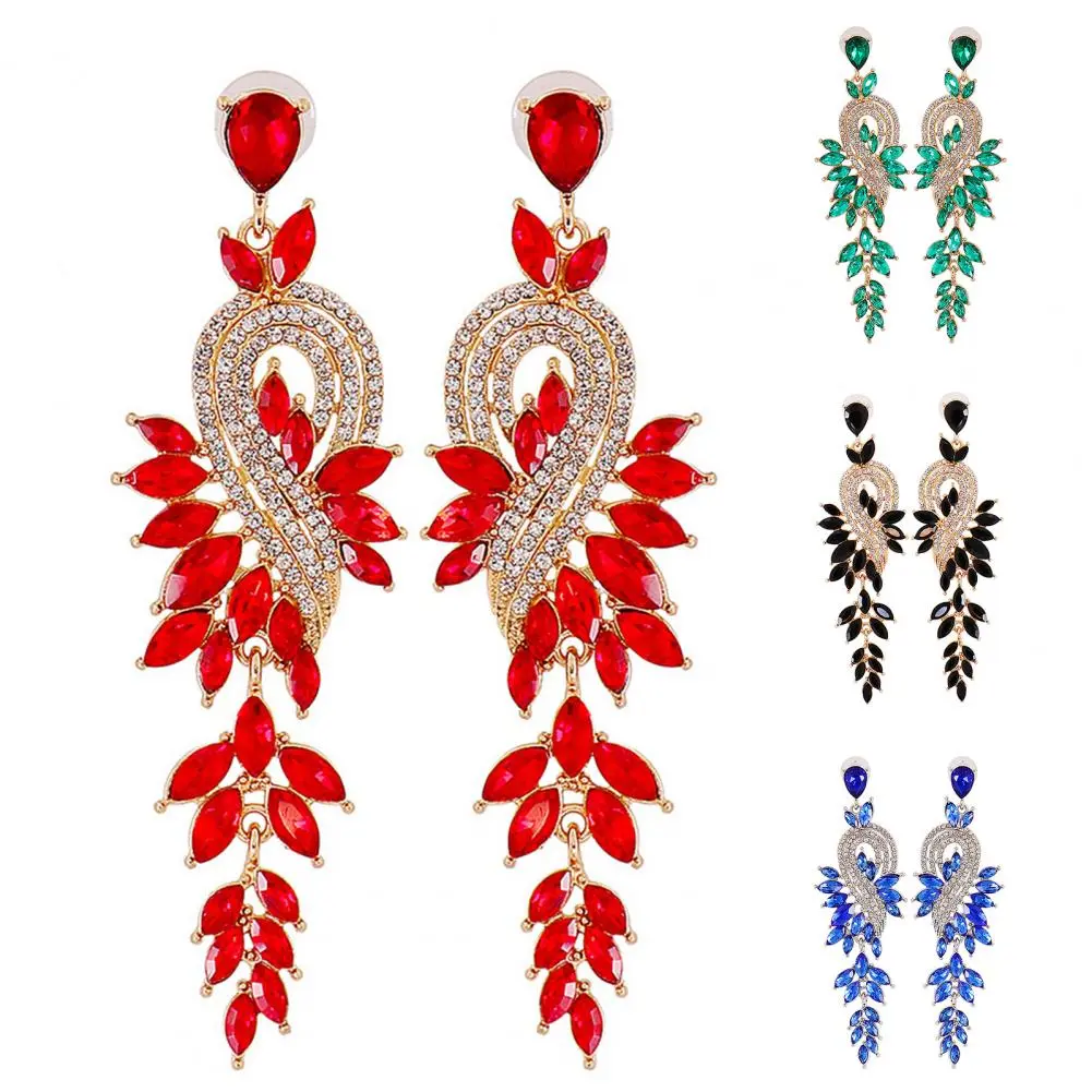 1 Pair Dangle Earrings Geometric Faux Crystal Jewelry Elegant Long Drop Earrings Women Earrings for Wedding