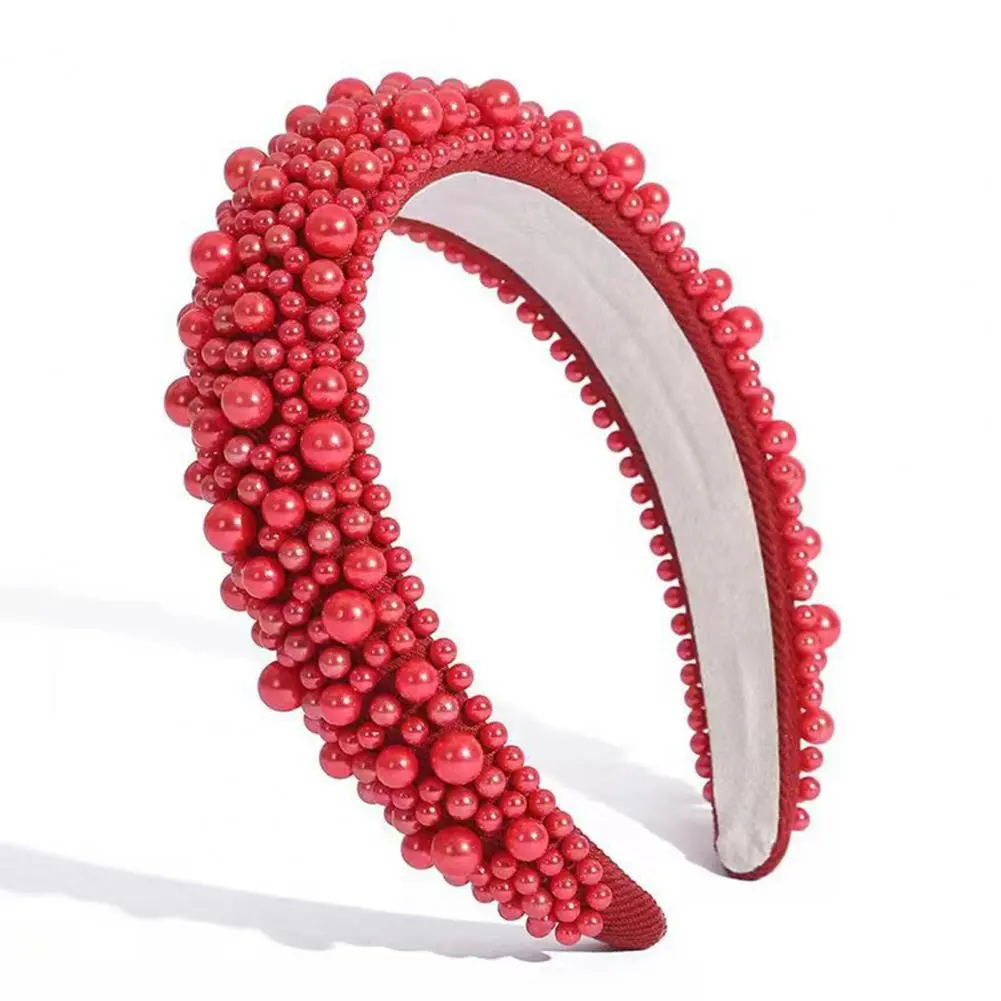 Comfortable Headband Hair Hoop Headband Elegant Imitation Pearl Hair Hoop Wide Headband for Comfortable Fit Flexible Design Hair