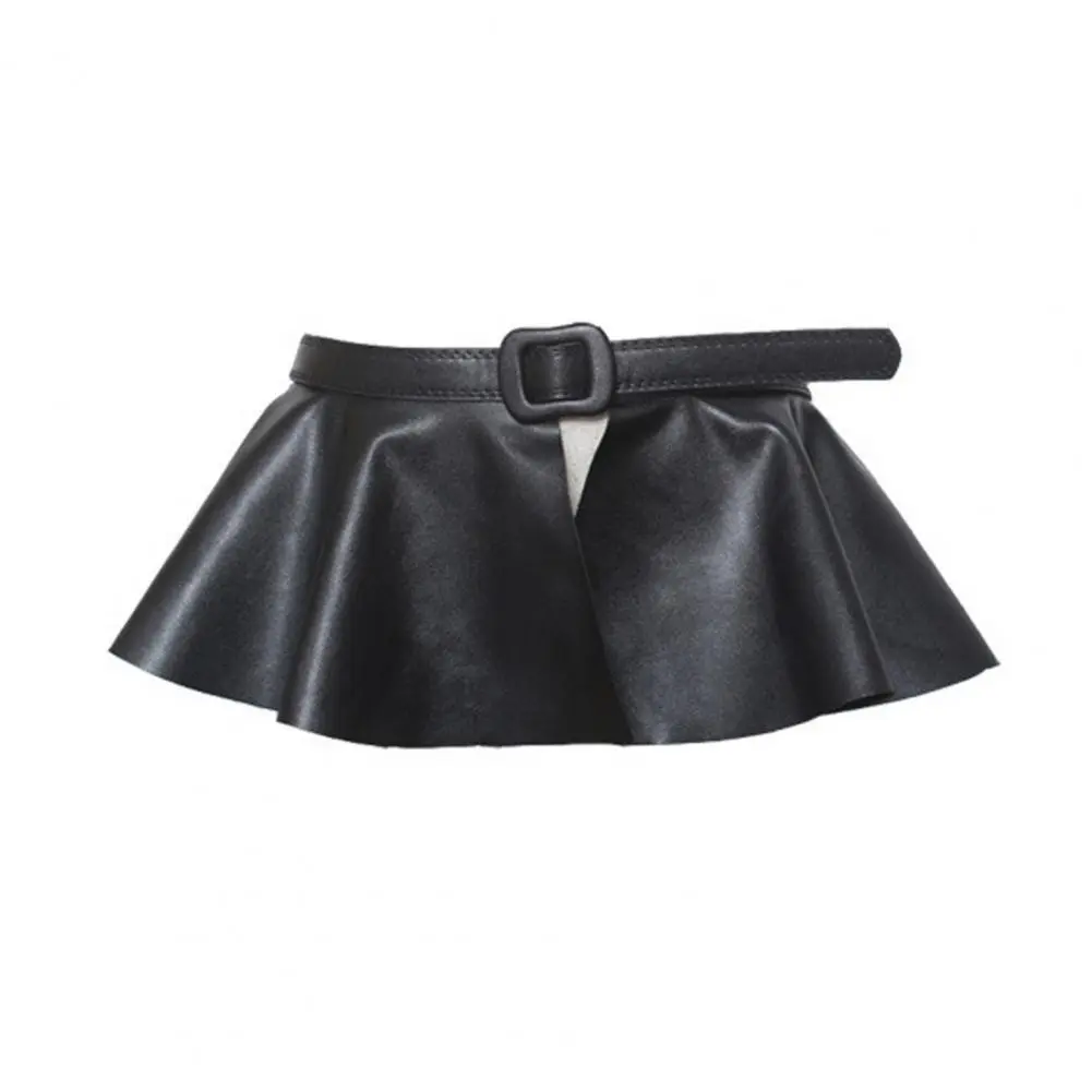 Faux Leather Women Belt Wear-resistant Women Belt Stylish Imitation Leather Belt with Ruffle Trim High Punk for Women for Office