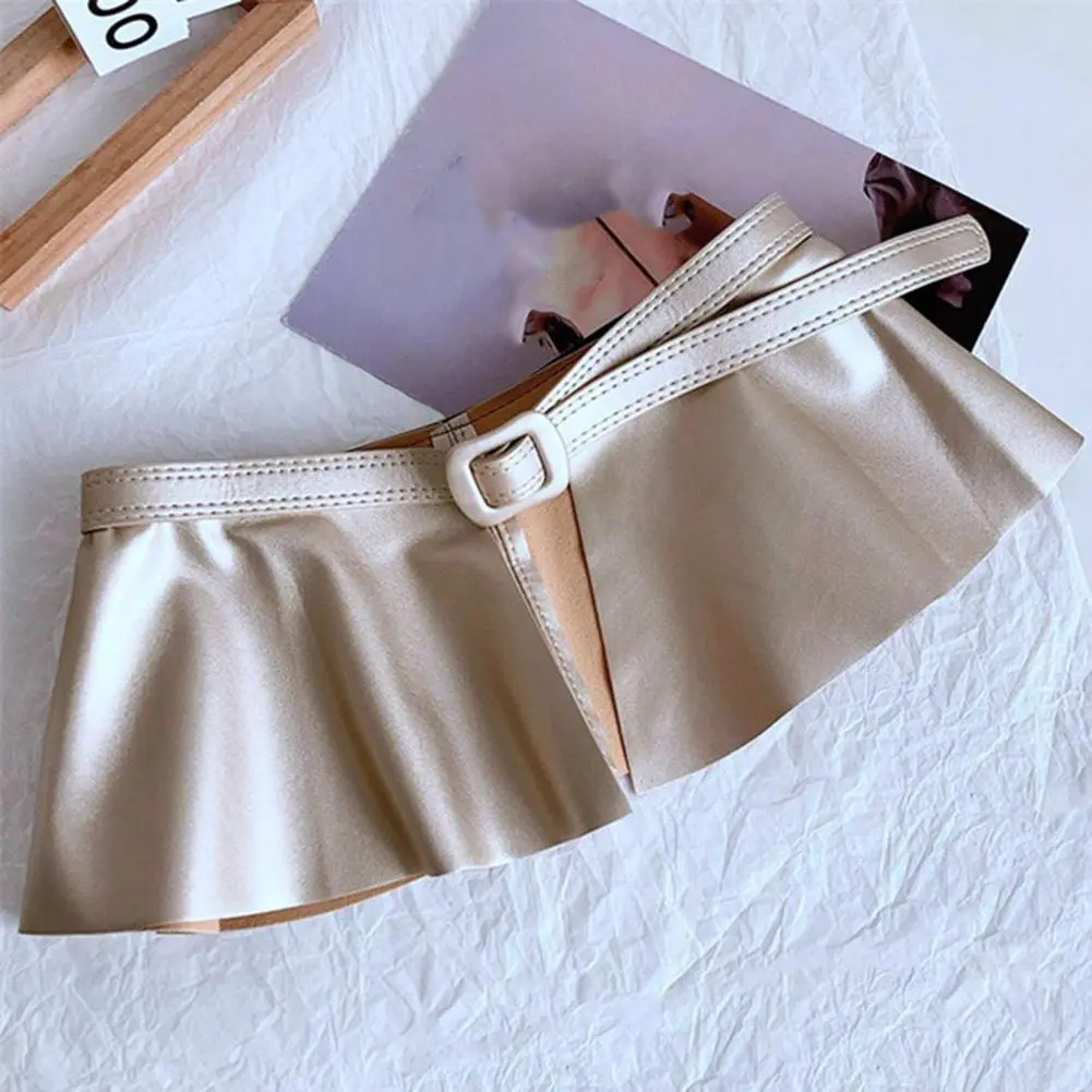 Faux Leather Women Belt Wear-resistant Women Belt Stylish Imitation Leather Belt with Ruffle Trim High Punk for Women for Office