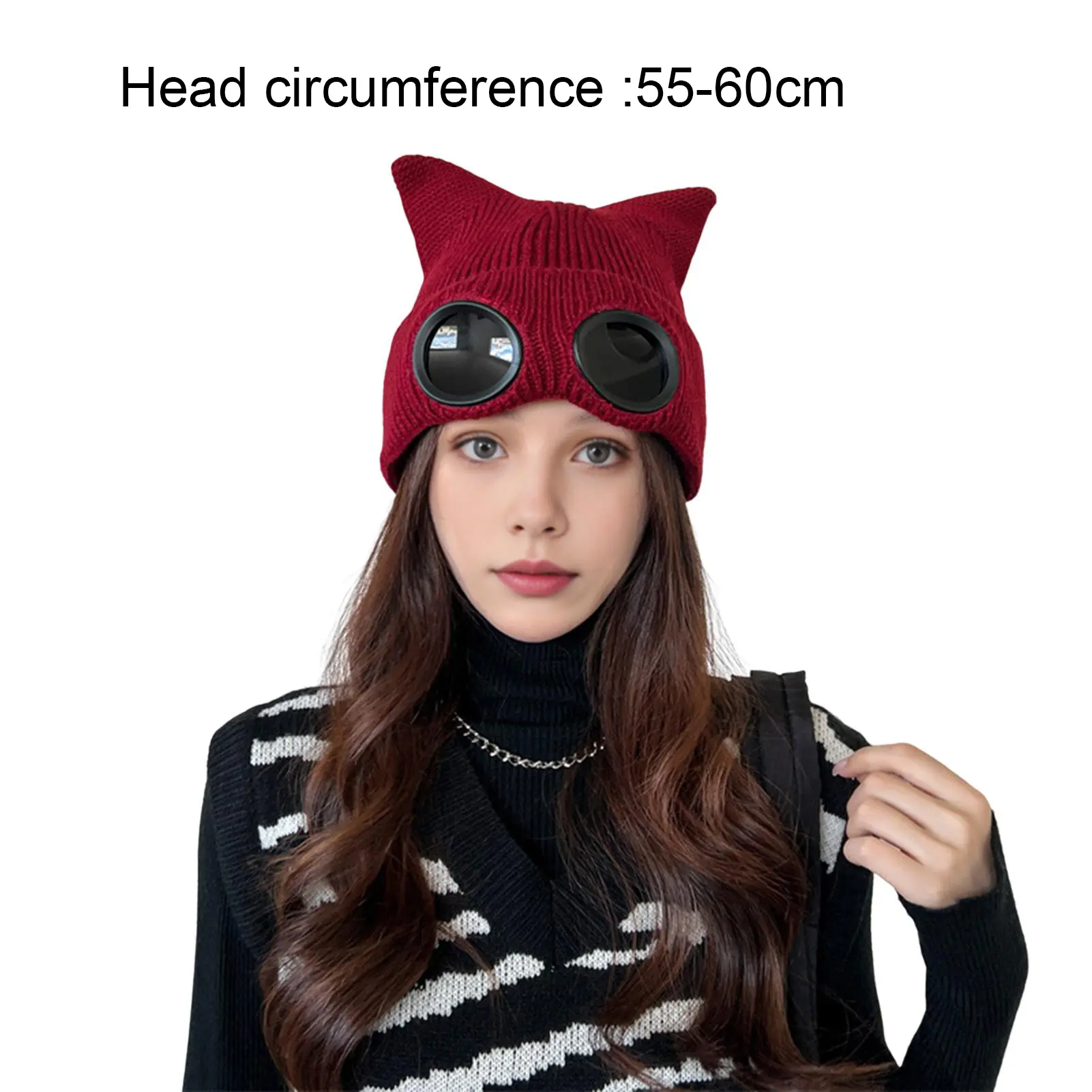 Glasses Knitted Hat Elastic Goggle Hat Unisex Windproof Bomber Hat with Glasses Cap Windproof Winter Warmth Beanie Headwear