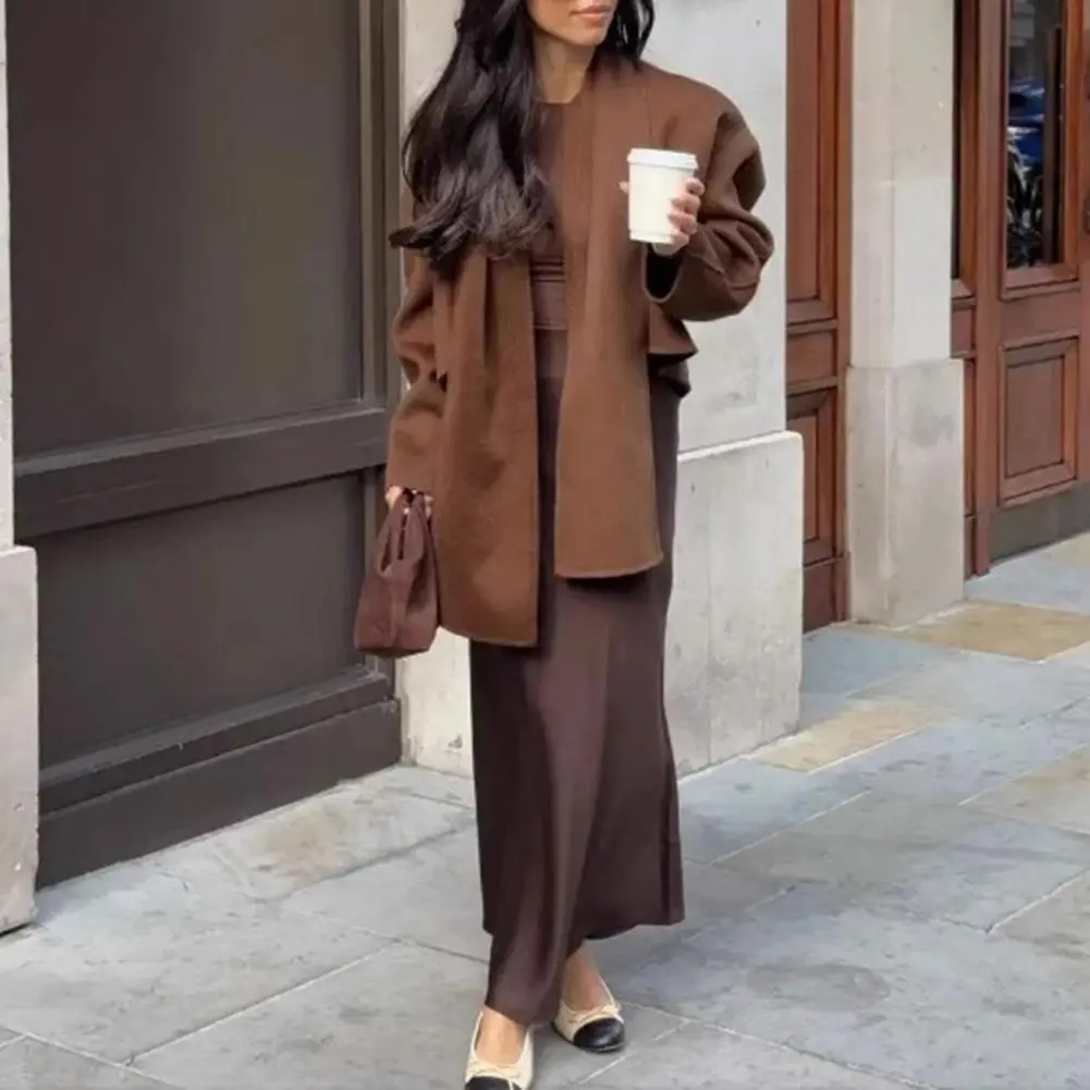 Women V-neck Jacket Long Sleeve Coat Stylish V Neck Cardigan with Shawl for Women Loose Long Sleeve for Commuting for Spring