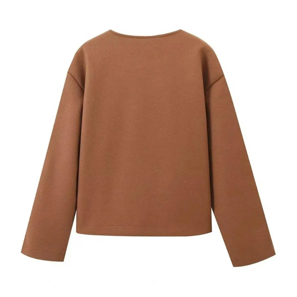 Women V-neck Jacket Long Sleeve Coat Stylish V Neck Cardigan with Shawl for Women Loose Long Sleeve for Commuting for Spring