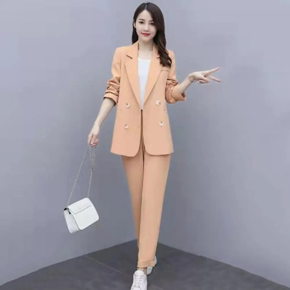 Professional Ol Commuter Style Suit Women Workwear Suit Elegant Women's Business Suit Set with Double-breasted Coat for Formal