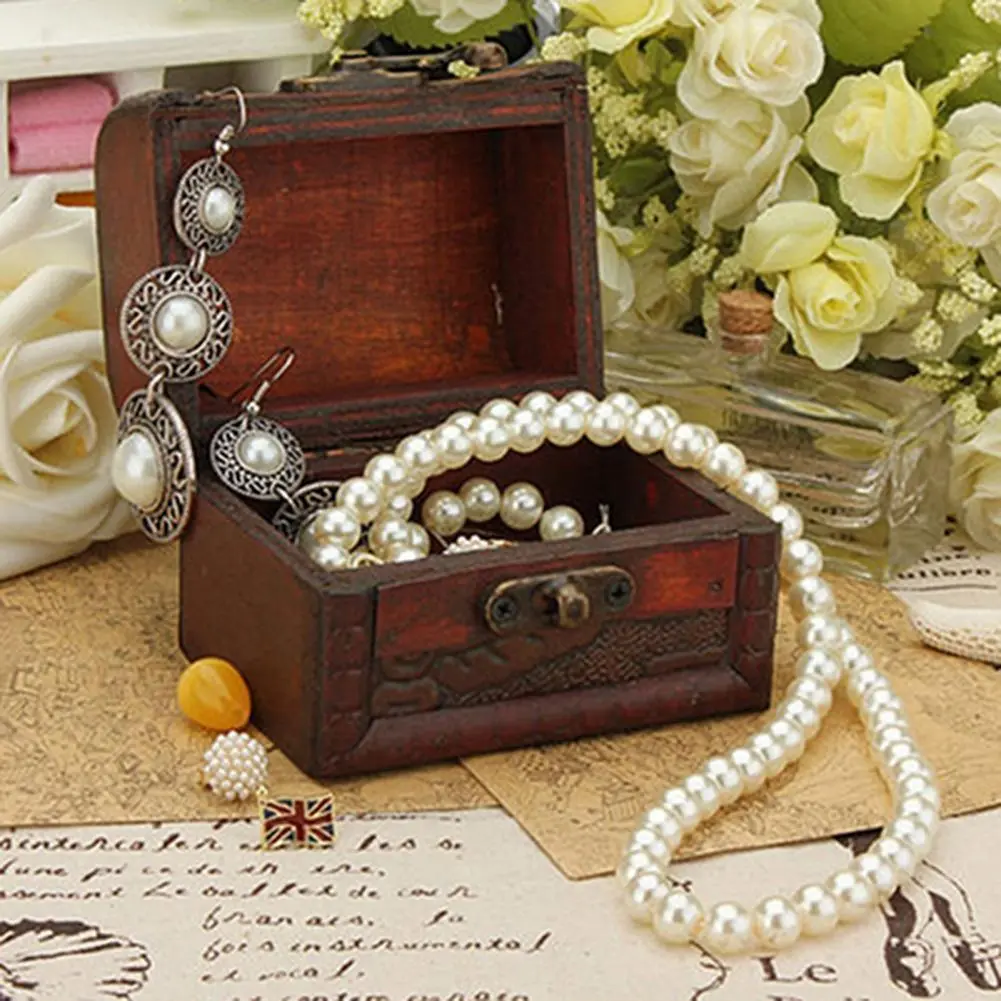 Vintage Personal Jewelry Packaging Display Box Necklace Bracelet Rings Storage Organizer Wooden Storage Case Gift Box