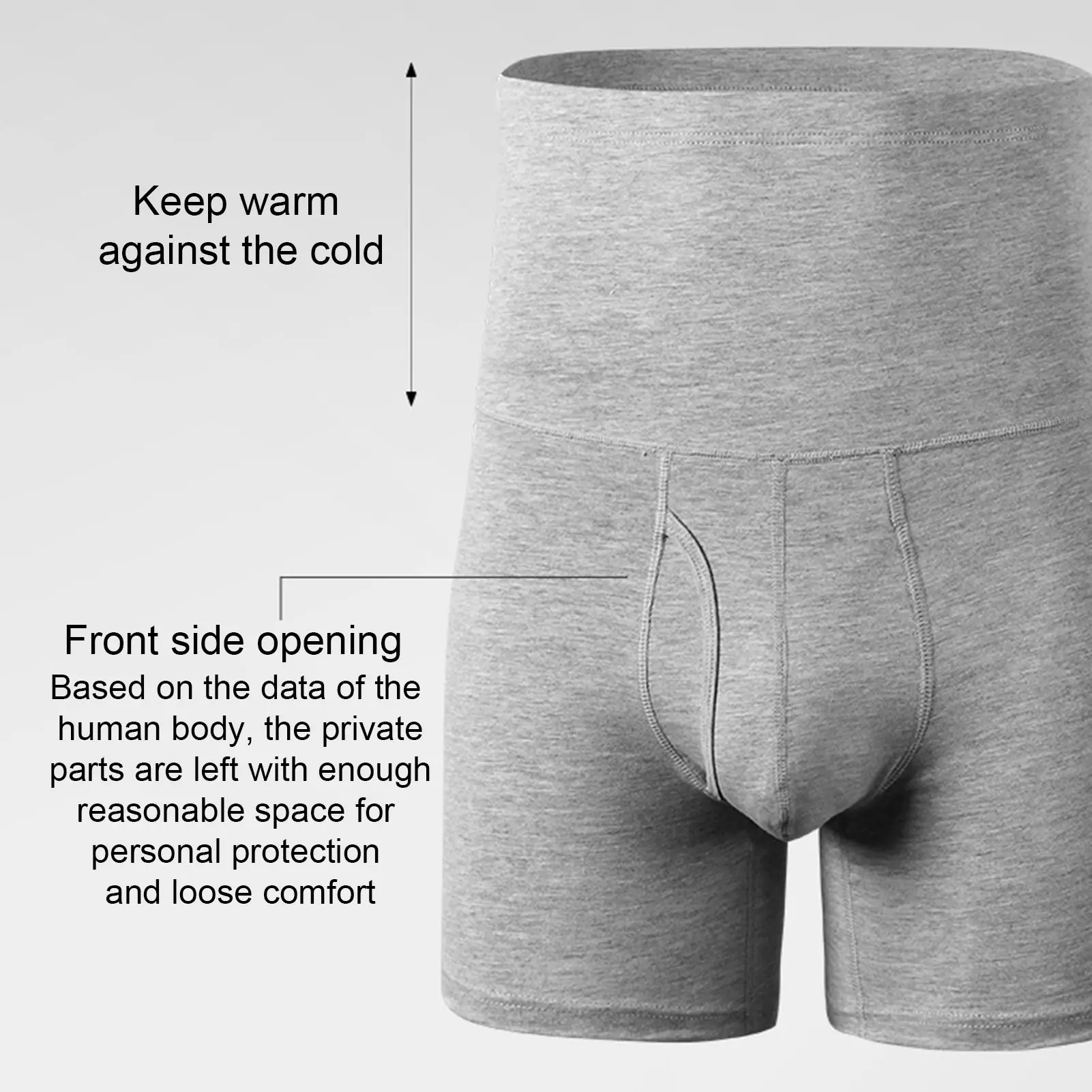 Men Cotton Underpants High Waist Lengthened Waist Men Boxers High Elasticity Open Crotch Soft Warm Men Sports Shorts Underwear
