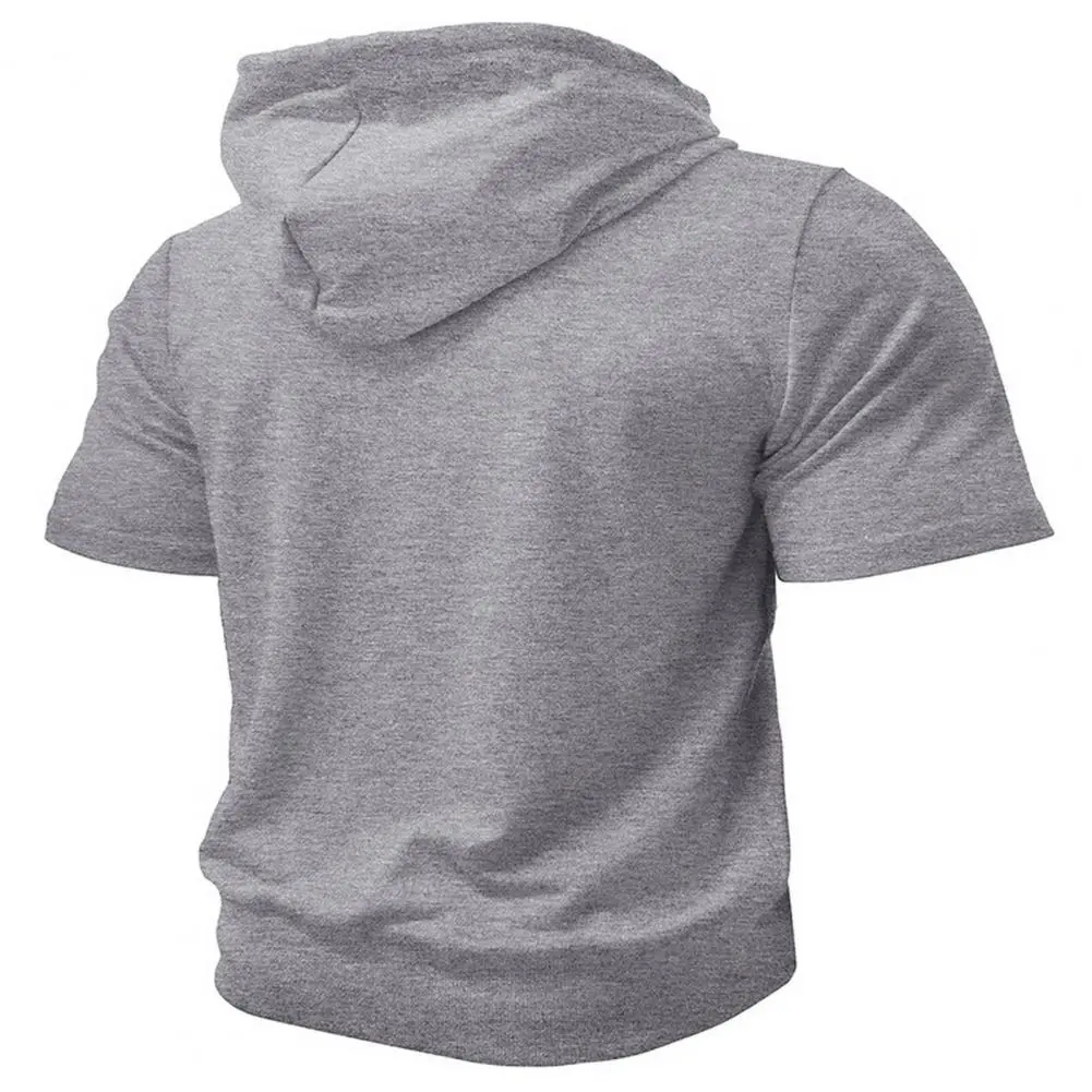 Men Polyester T-shirt Soft Fabric Hooded Short-sleeve Top Men's Summer Zip-up Hooded T-shirt Lightweight Short Sleeve for Daily
