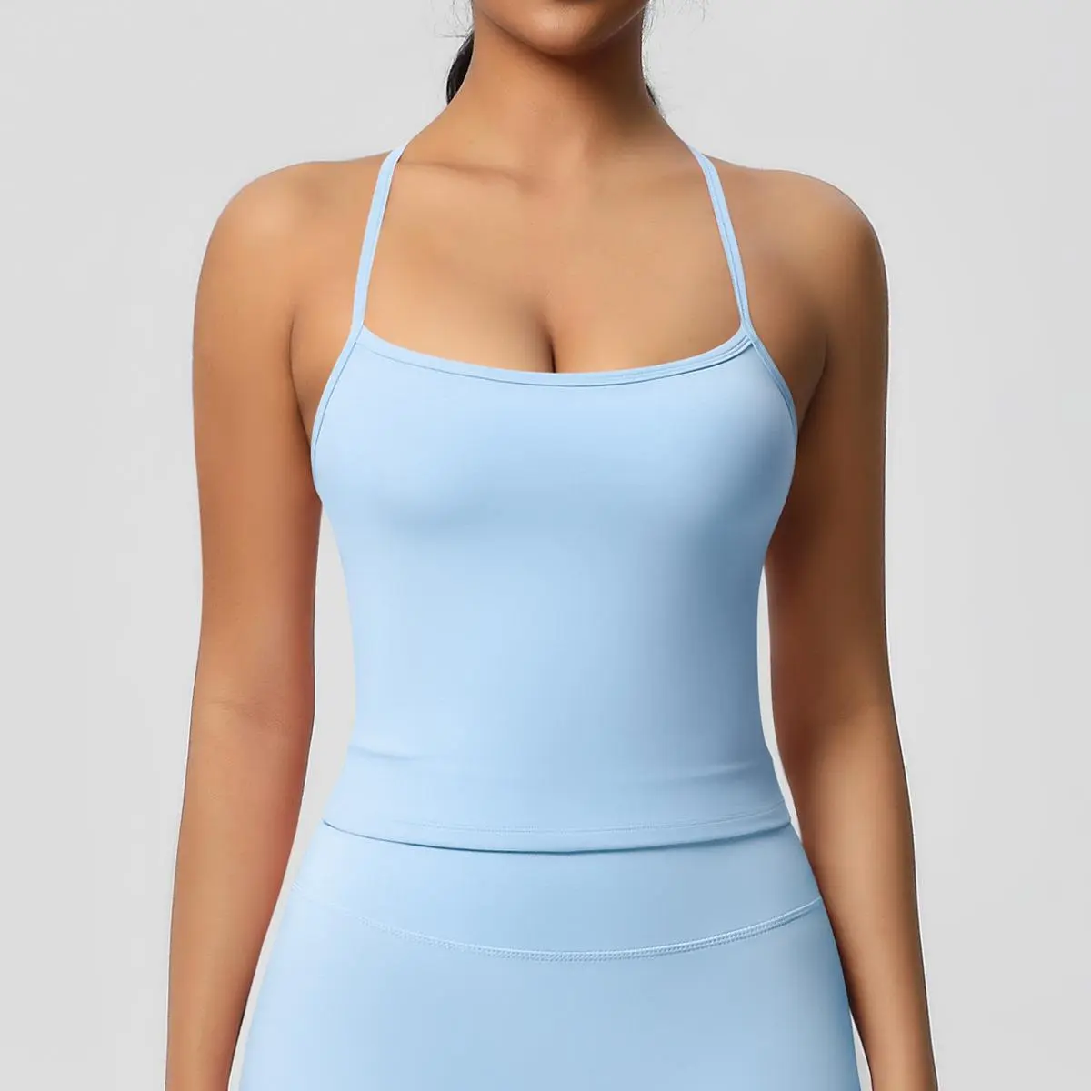 One-piece Chest Cushion Vest Double-sided Fur Solid Color Tight Back Long Sports Vest Bras Running Fitness Yoga Suit for Women