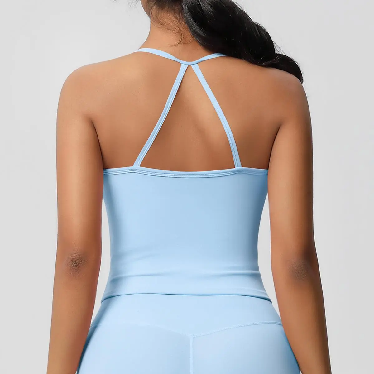 One-piece Chest Cushion Vest Double-sided Fur Solid Color Tight Back Long Sports Vest Bras Running Fitness Yoga Suit for Women
