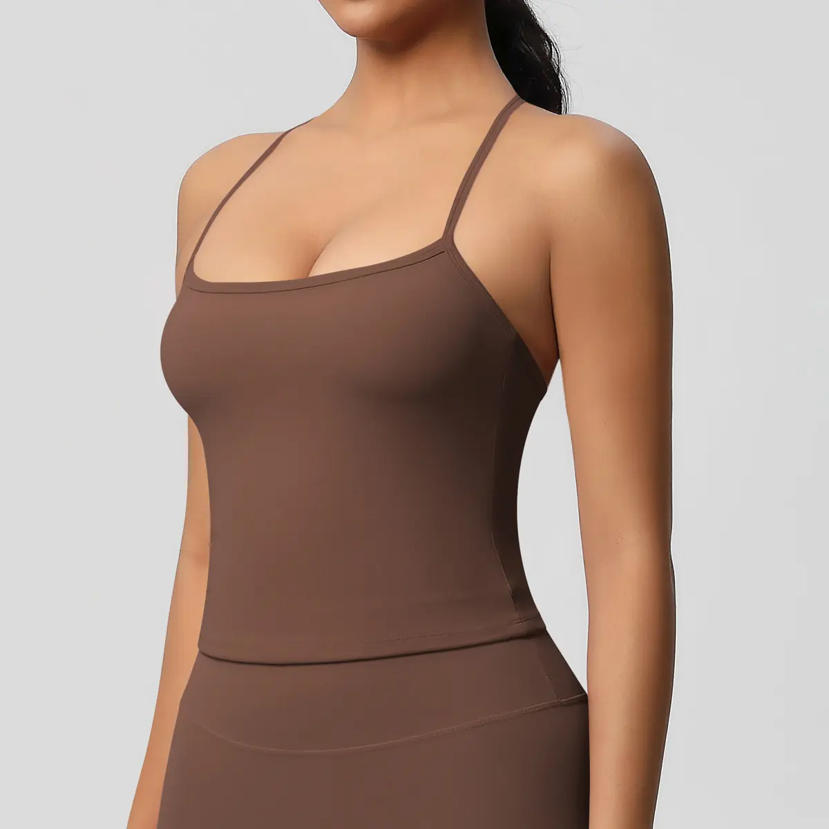 One-piece Chest Cushion Vest Double-sided Fur Solid Color Tight Back Long Sports Vest Bras Running Fitness Yoga Suit for Women