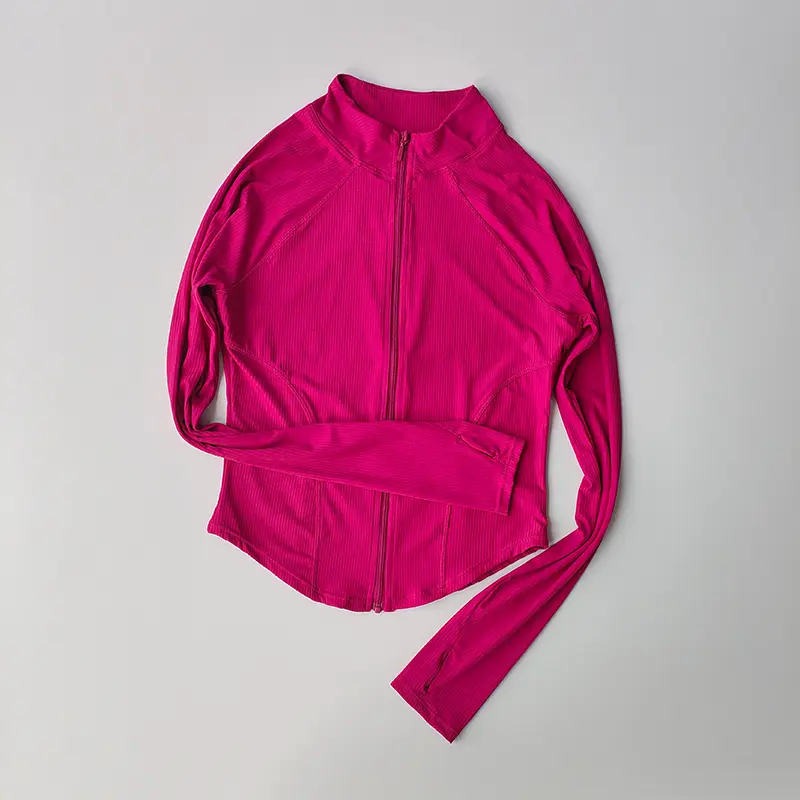 Slim Fit Sports Coat Shirts Jacket Quick Dry Elastic Yoga Fitness Women's Outdoor Tops Running Zipper Quick Dry Fall Clothing