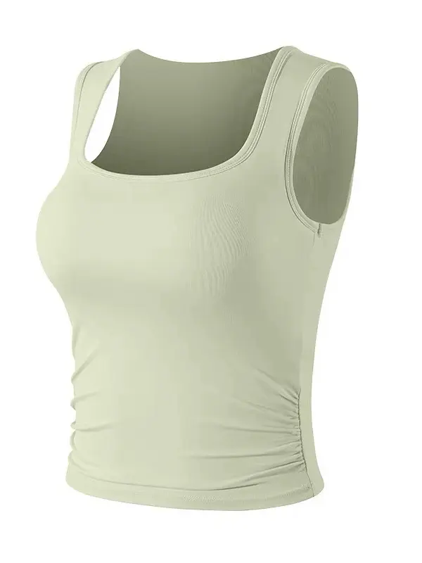 Yoga Suit Vest Quick-drying Integrated Fixed Coaster for Women Shock-proof Gathering Versatile Outside Wear Fitness Clothing
