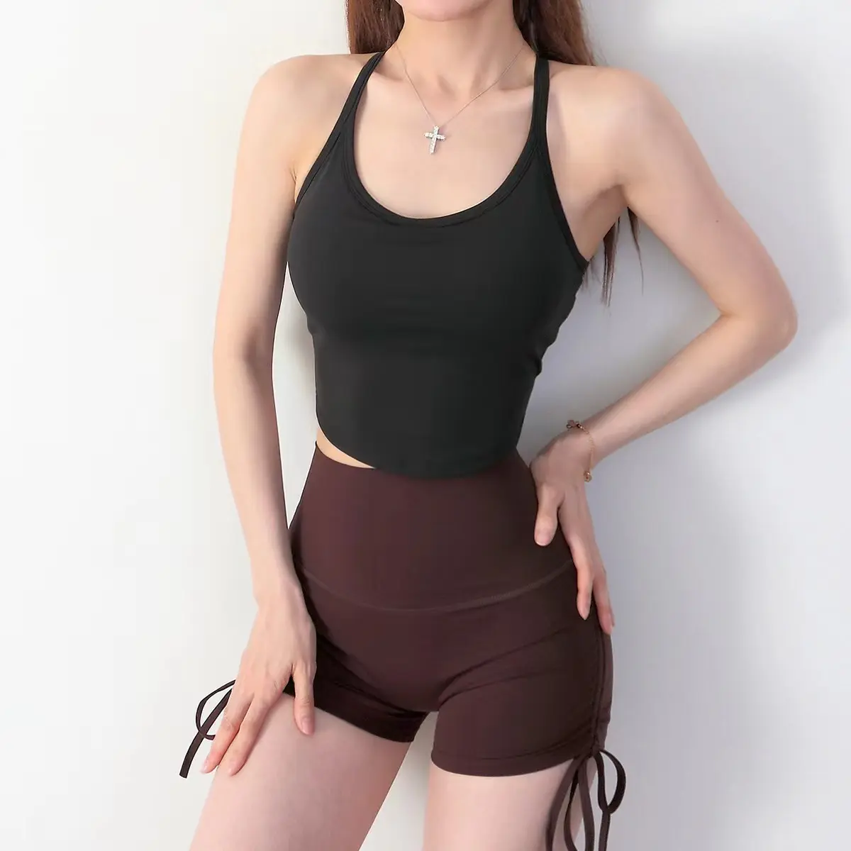Yoga Vest Women's New Shock-proof Gathering Fixed Cup Running Outside Training Fitness Beauty Back Sports Underwear Bras Clothes