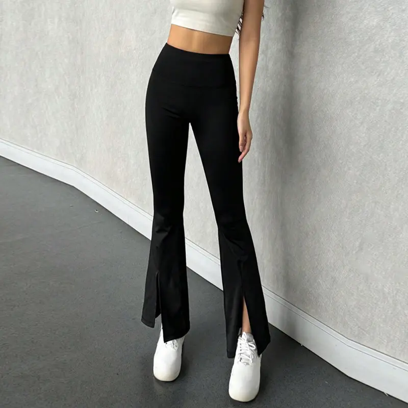 High Waisted Micro Flared Yoga Pants Hip Lifting Running Fitness Sports Pants Tight Fitting Wide Leg Leggings Worn Externally