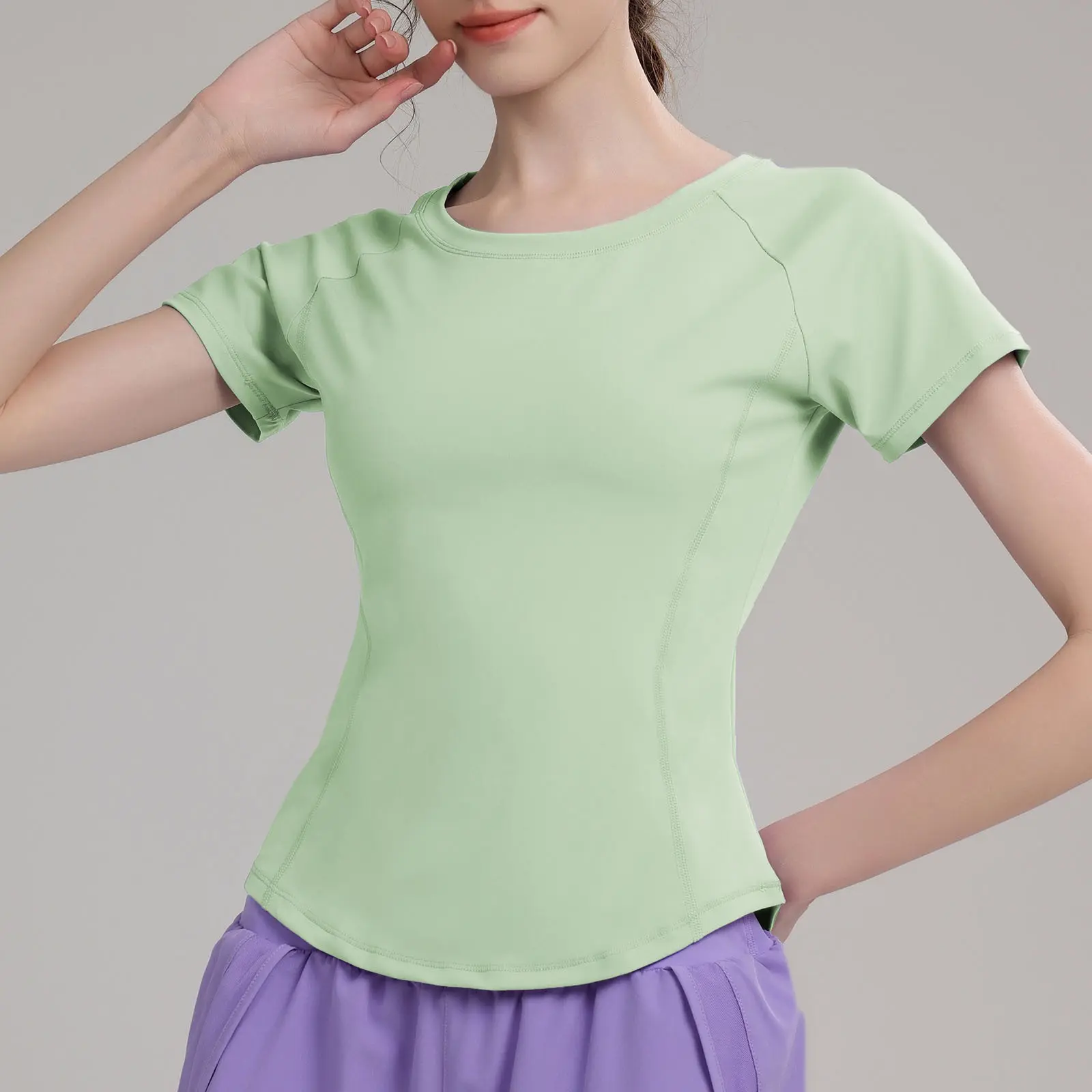 Yoga Suits Fitness Running Training Pilates Sports Tops T-shirt Quick-drying Mesh Breathable Spring and Summer Short Sleeves