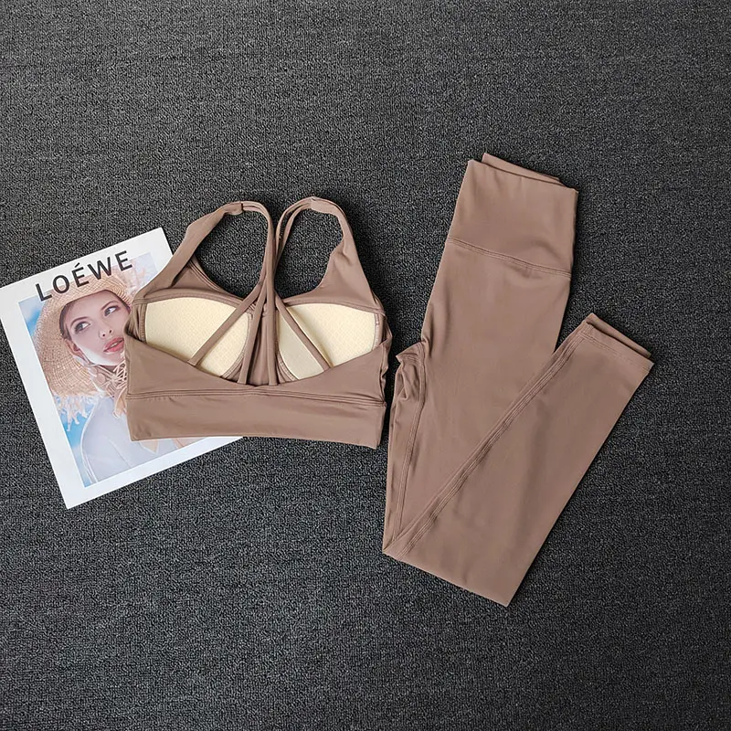 Yoga Suit for Women Professional High-end Sexy Fashionable Slim Hip Lifting Leggings Bras Sports Body Suit Vest Set Breathable