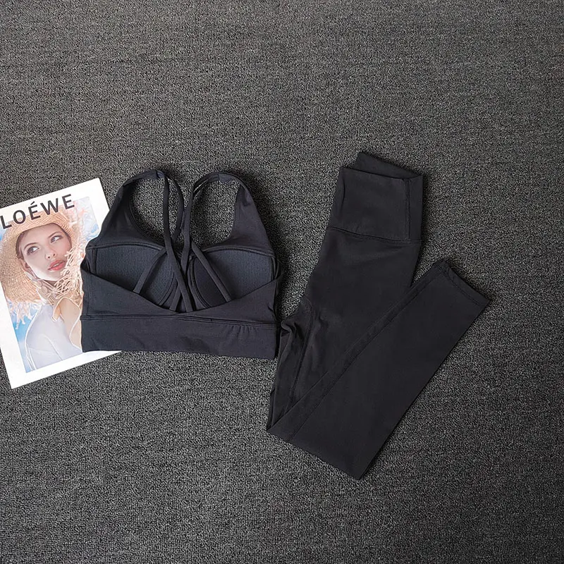 Yoga Suit for Women Professional High-end Sexy Fashionable Slim Hip Lifting Leggings Bras Sports Body Suit Vest Set Breathable