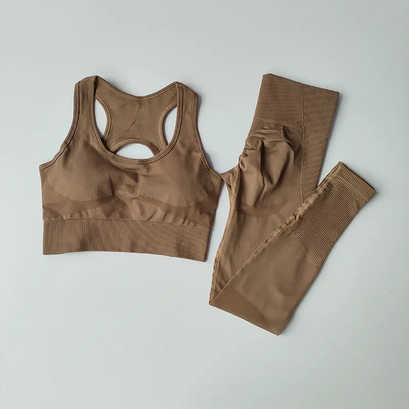 Seamless Top Sports Bra Women's Set Professional Fitness Tank Top Bra Shockproof Running Yoga Suit Beautiful Back Bra Suit