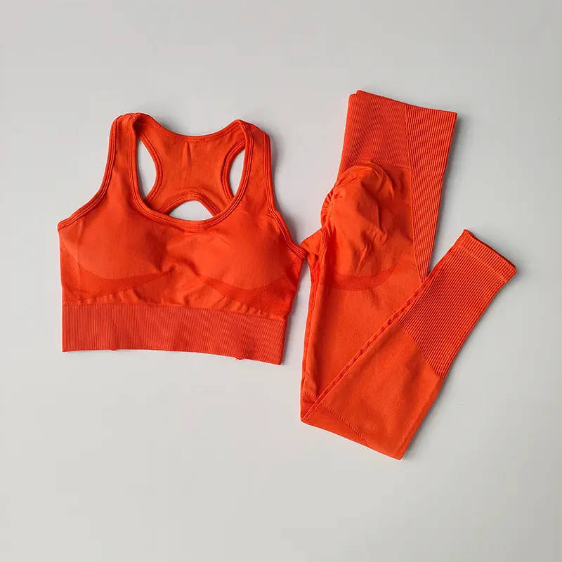 Seamless Top Sports Bra Women's Set Professional Fitness Tank Top Bra Shockproof Running Yoga Suit Beautiful Back Bra Suit