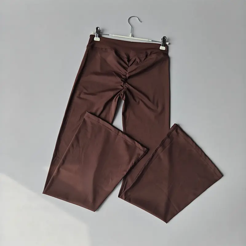 Cross-histed Sexy Legging Pleated Peach Hips Slightly Flared Pants Wide-leg Yoga Quick-drying Pilates Outside Wear Fitness Pants