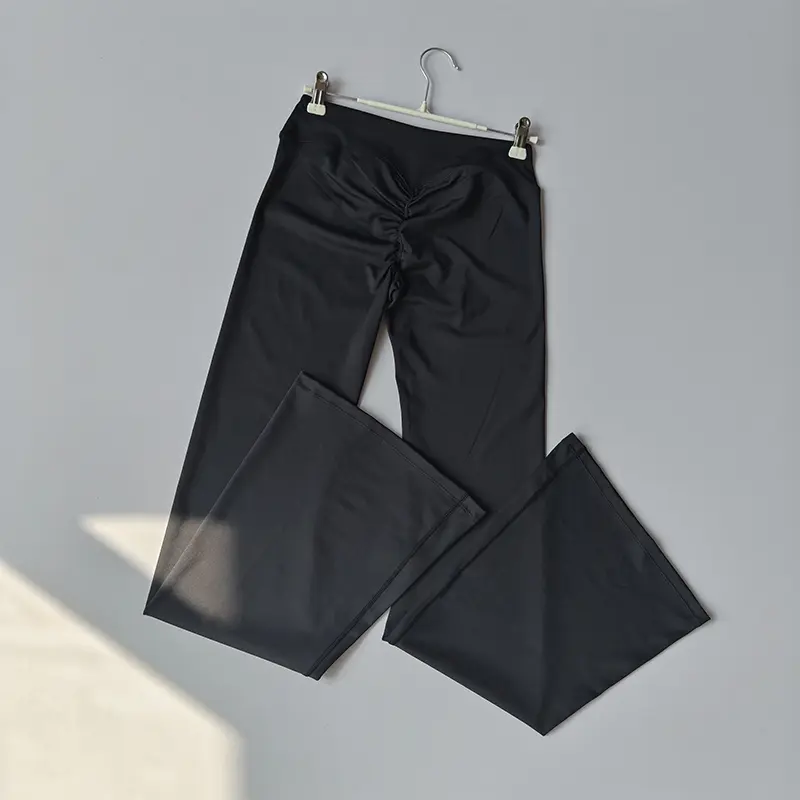 Cross-histed Sexy Legging Pleated Peach Hips Slightly Flared Pants Wide-leg Yoga Quick-drying Pilates Outside Wear Fitness Pants