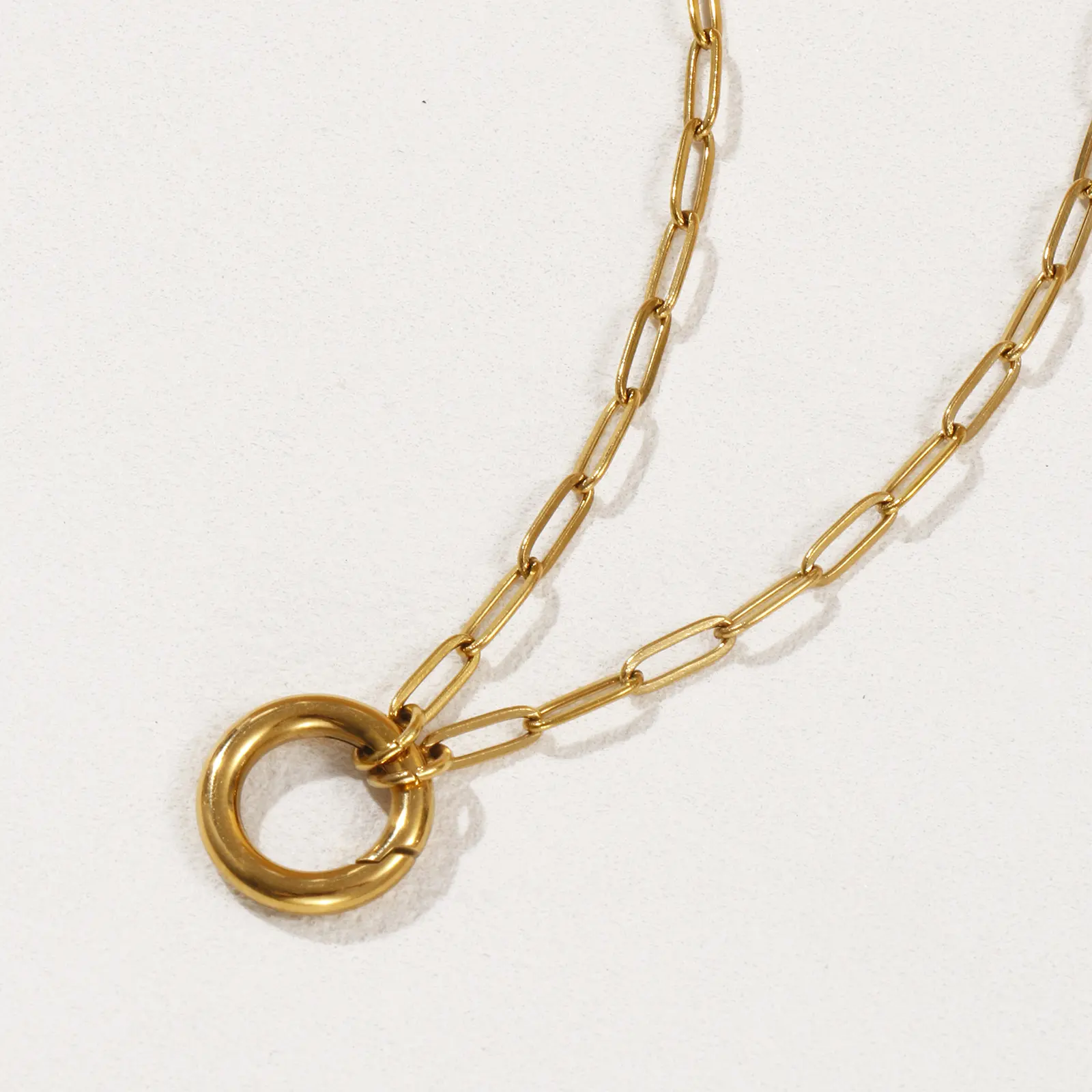 1 Piece 18K Gold Plated Paperclip Link Chain Necklace 304 Stainless Steel For Women With Spring Ring Clasp Gift 45cm(17.7")