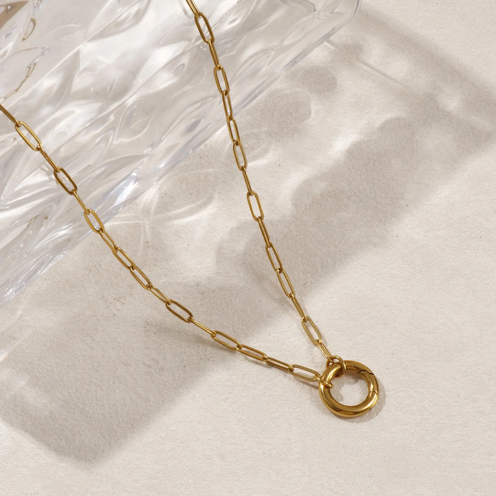 1 Piece 18K Gold Plated Paperclip Link Chain Necklace 304 Stainless Steel For Women With Spring Ring Clasp Gift 45cm(17.7")