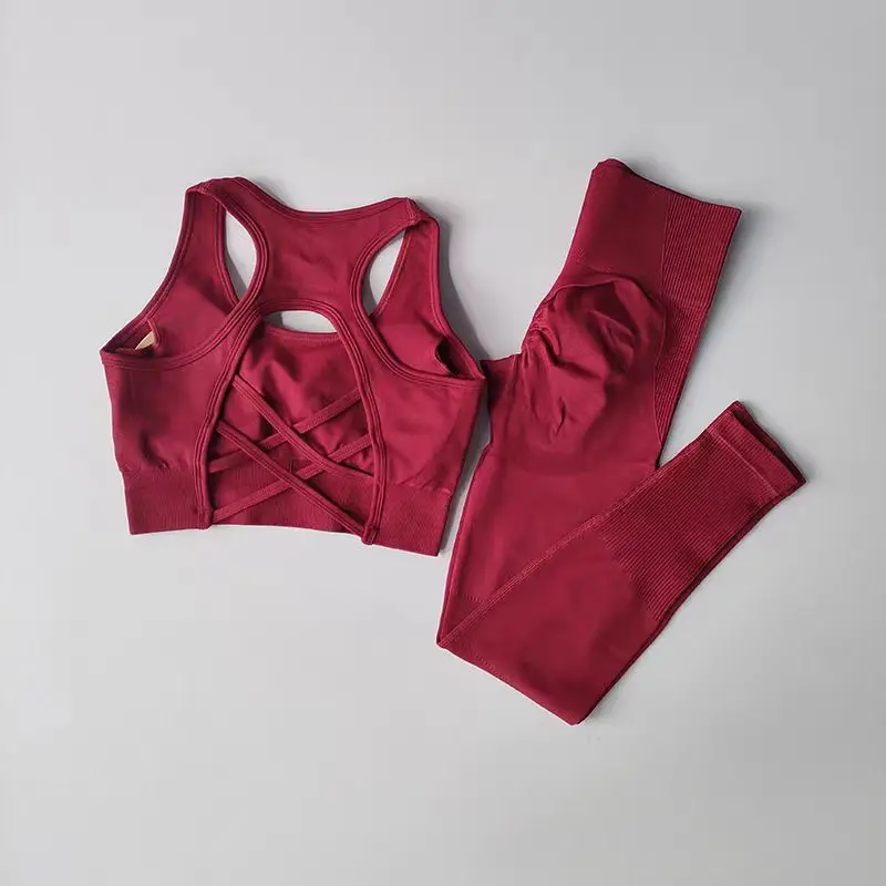 Peach Buttock Lifting Leggings Sports Bras Fitness Suit Sexy Set Running Sports Gathering Anti-shock Tight Fitness Yoga Suit
