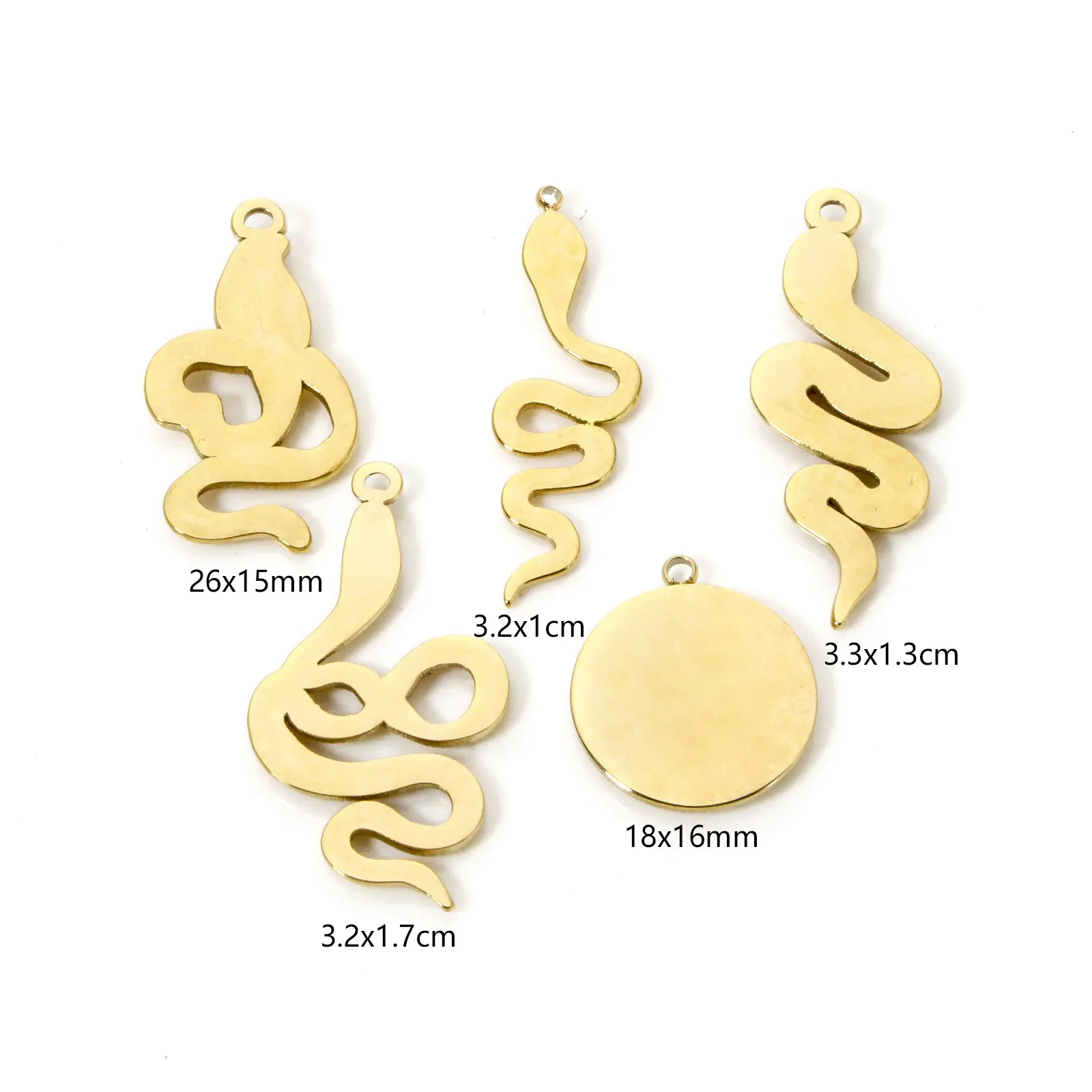 1 Piece 304 Stainless Steel Charms 14K Gold Plated Snake Animal Metal Pendants For DIY Earrings Necklace Making Accessories