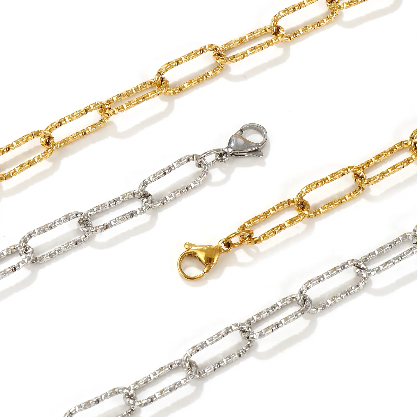 1 Piece 304 Stainless Steel Paperclip Link Chain Necklace 40cm(15.7") For Women Men Minimalist Exquisite Gift
