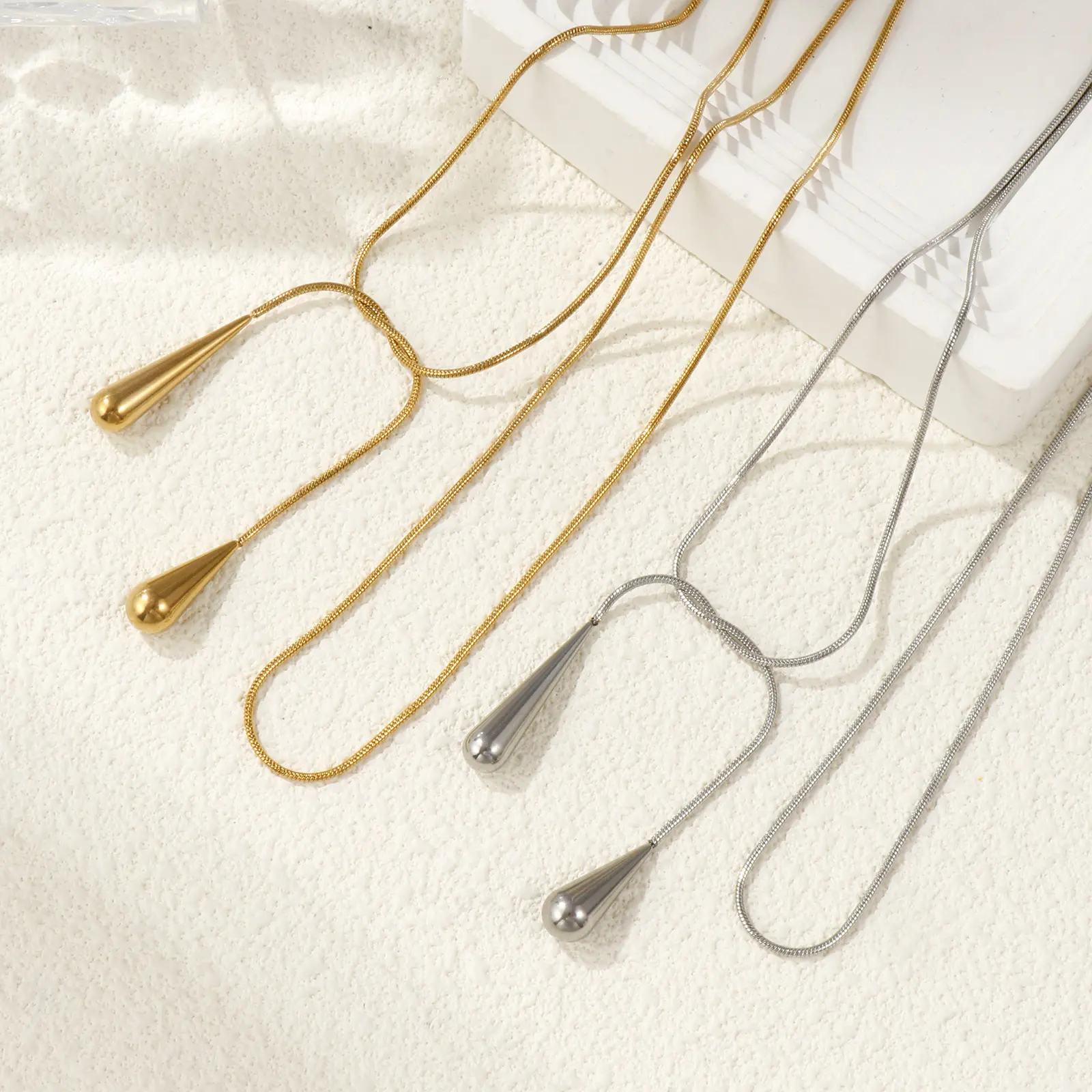 1 Piece Concise Snake Chain Knot Drop Necklace 304 Stainless Steel Dainty For Women Men Jewelry Gift 80cm Long