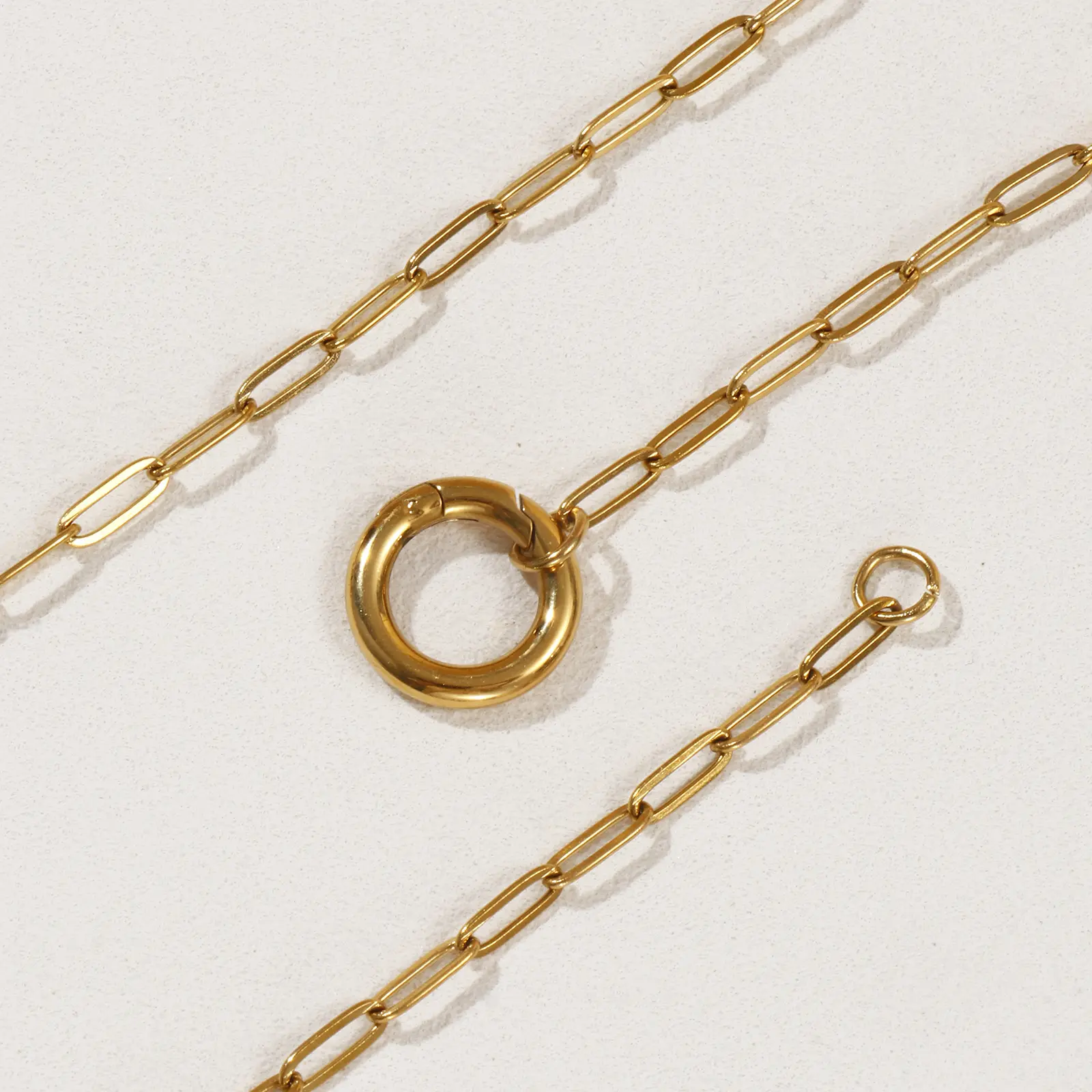 1 Piece 18K Gold Plated Paperclip Link Chain Necklace 304 Stainless Steel For Women With Spring Ring Clasp Gift 45cm(17.7")