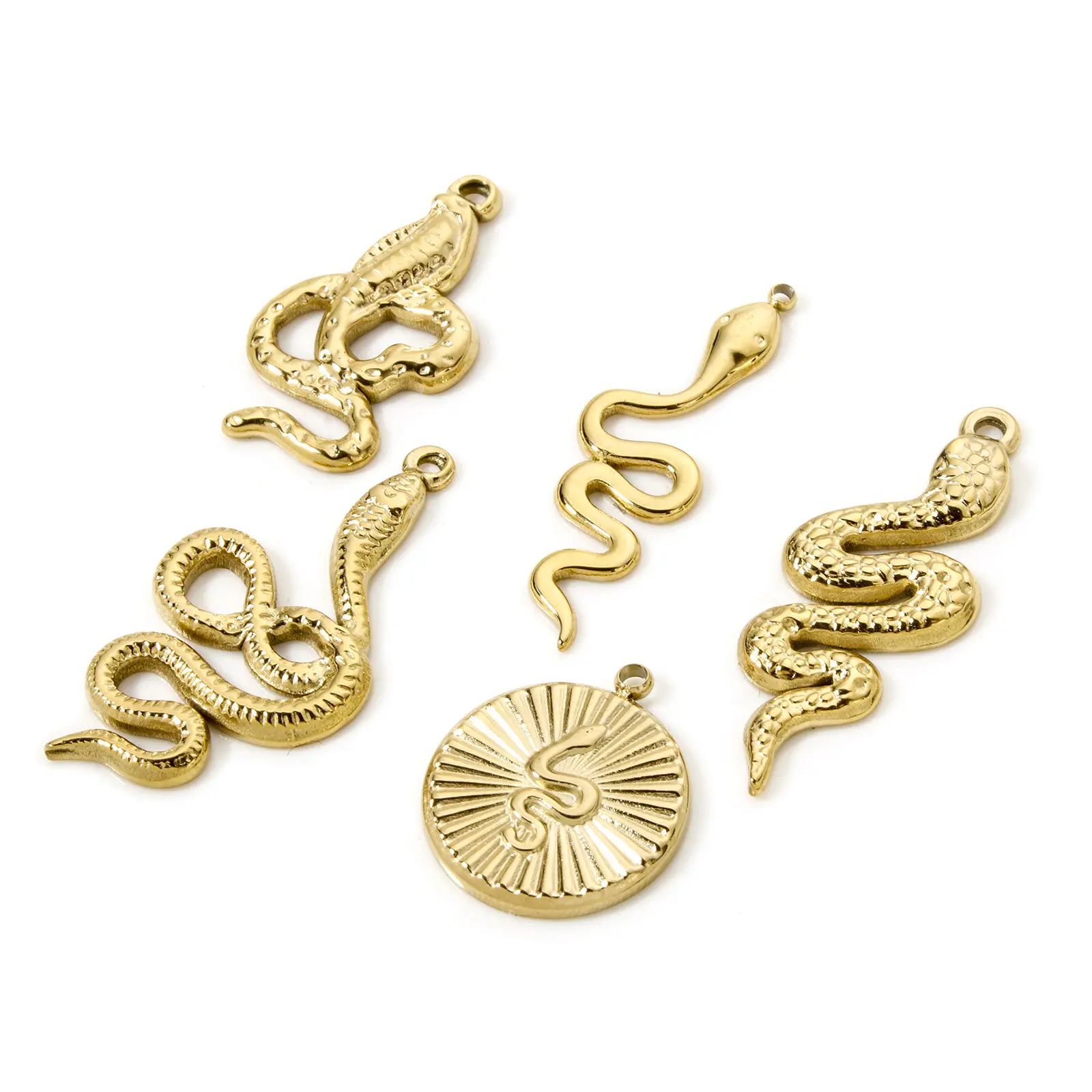 1 Piece 304 Stainless Steel Charms 14K Gold Plated Snake Animal Metal Pendants For DIY Earrings Necklace Making Accessories