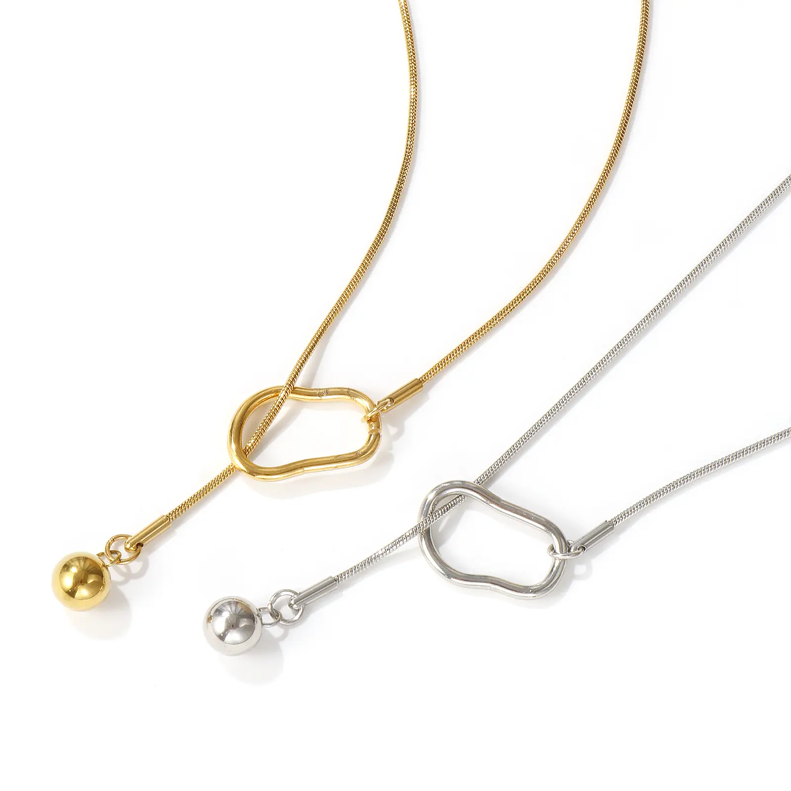 1 Piece Snake Chain Round Y Shaped Lariat Necklace 304 Stainless Steel 64cm(25.2") For Women Men Party Jewelry Gift