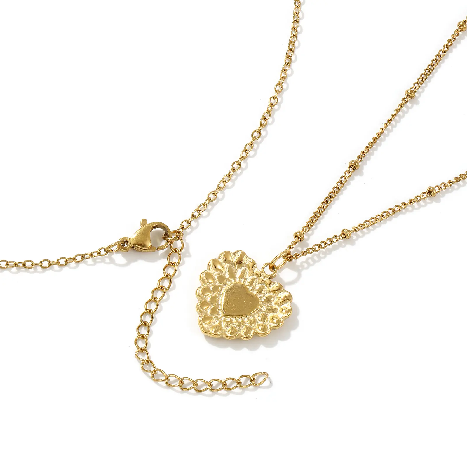 304 Stainless Steel Heart Conch Pendant Charm Necklace 18K Gold Plated Chain 45cm(17.7") + 5cm(2") For Women Stylish Gift