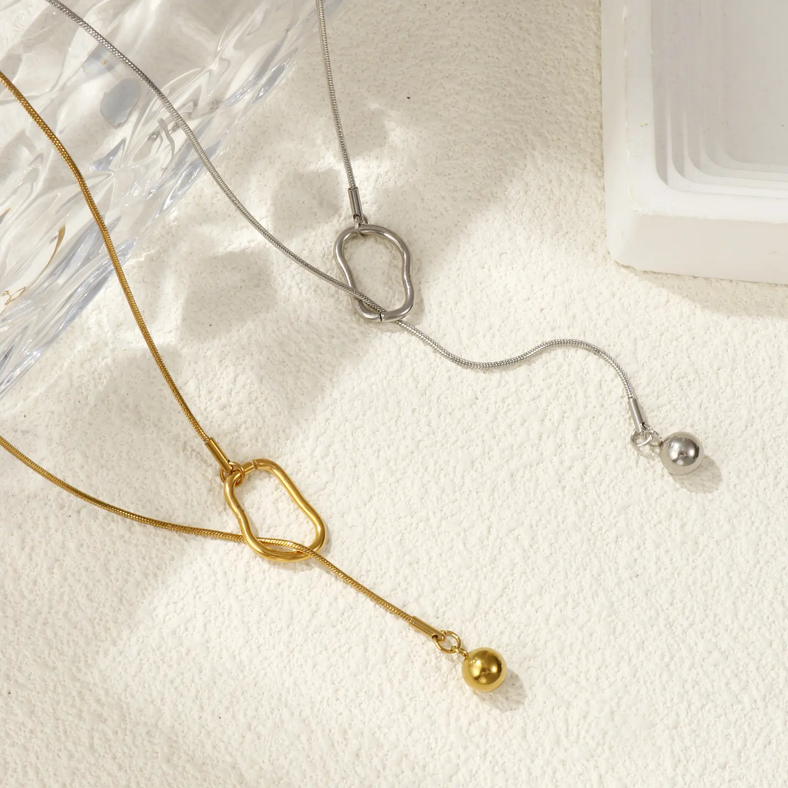 1 Piece Snake Chain Round Y Shaped Lariat Necklace 304 Stainless Steel 64cm(25.2") For Women Men Party Jewelry Gift