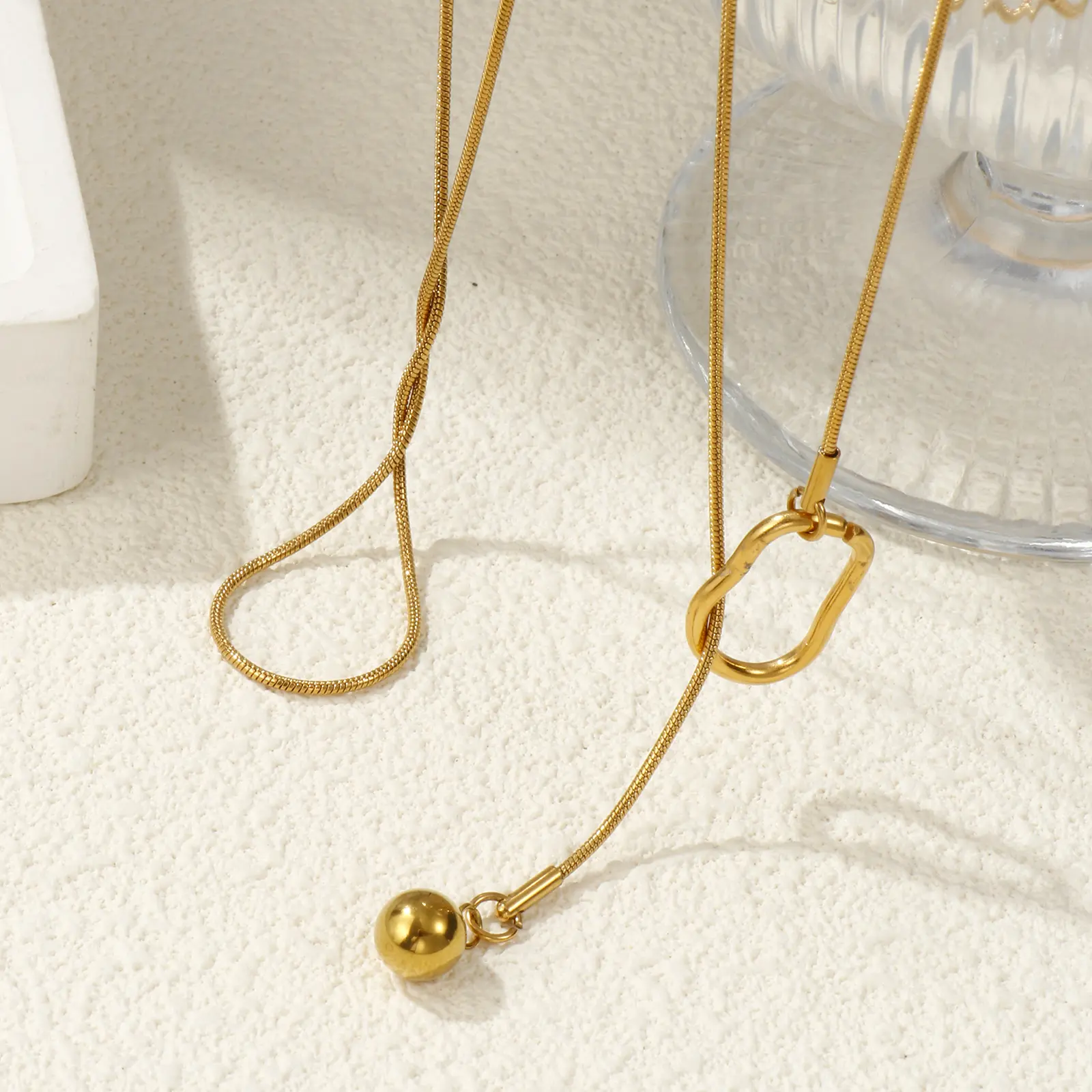 1 Piece Snake Chain Round Y Shaped Lariat Necklace 304 Stainless Steel 64cm(25.2") For Women Men Party Jewelry Gift