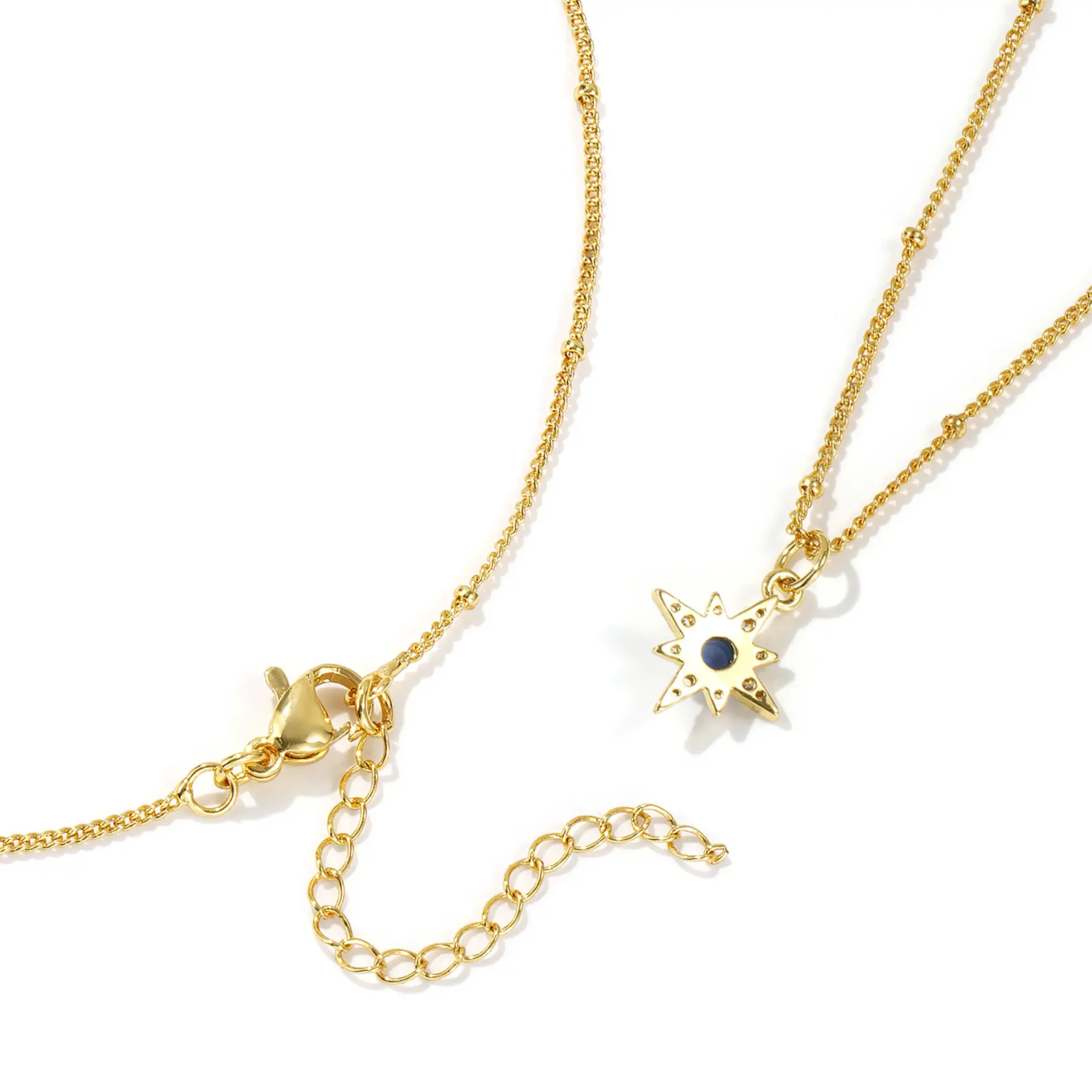 18K Real Gold Plated Galaxy Necklace Brass Cubic Zirconia Dark Blue Star Pendant Necklace For Women Fashion Gift 45cm