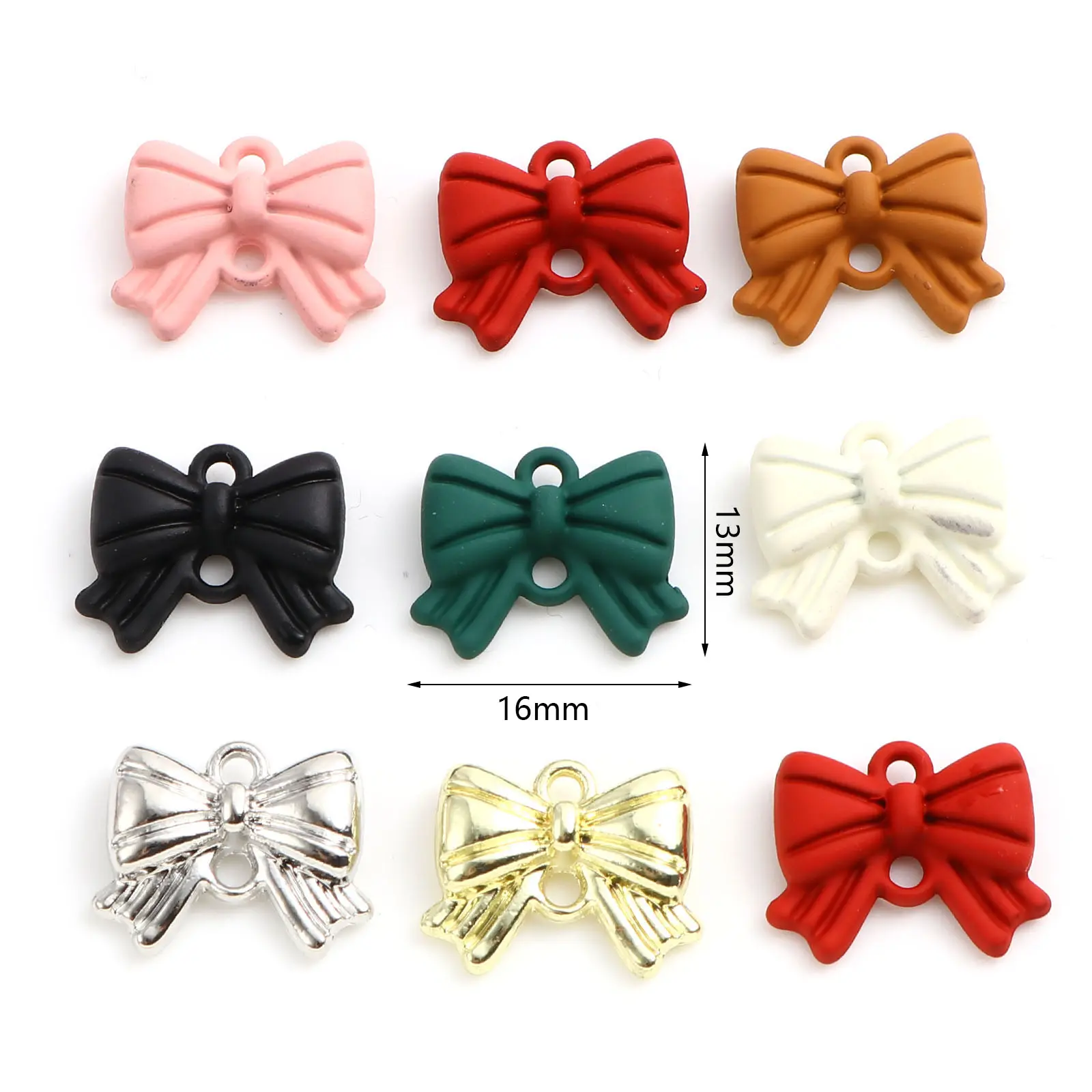 Fashion 10 PCs Cute Charms Pendant For Jewelry Making Colorful Bowknot Charms Pendant Necklace DIY Findings 16x13mm