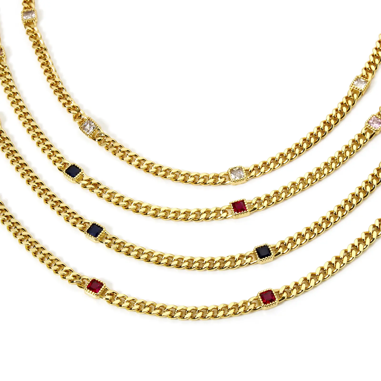 Brass Curb Link Chain For Handmade DIY Jewelry Making Findings Square 18K Real Gold Plated 4.5mm, 1 meter