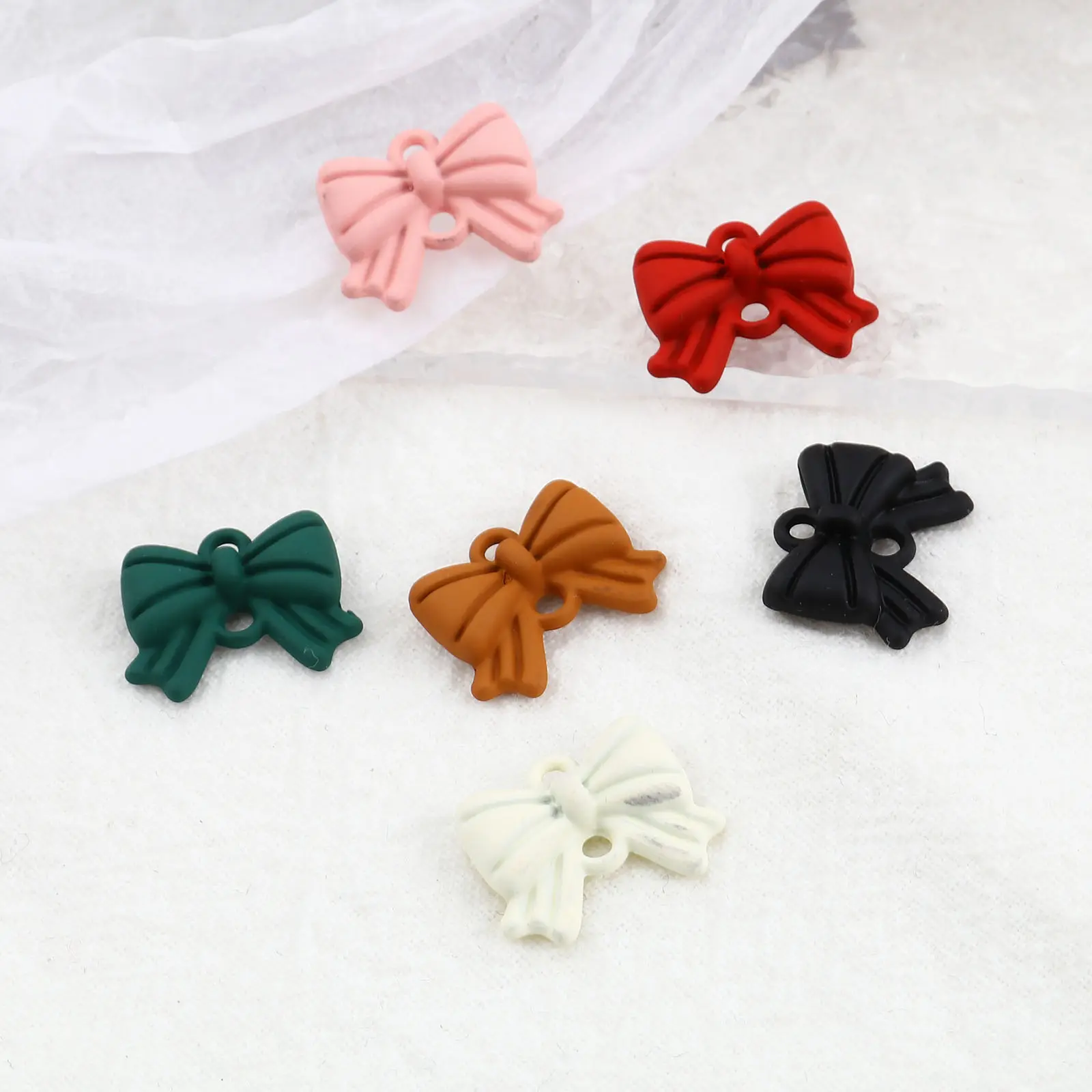Fashion 10 PCs Cute Charms Pendant For Jewelry Making Colorful Bowknot Charms Pendant Necklace DIY Findings 16x13mm
