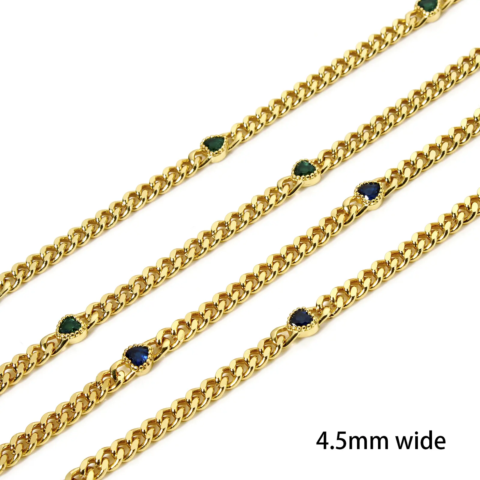 1 meter Brass Curb Link Chain For Handmade DIY Jewelry Making Findings Heart 18K Real Gold Plated 4.5mm