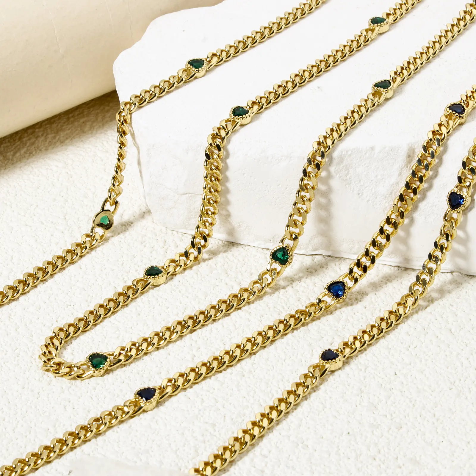 1 meter Brass Curb Link Chain For Handmade DIY Jewelry Making Findings Heart 18K Real Gold Plated 4.5mm