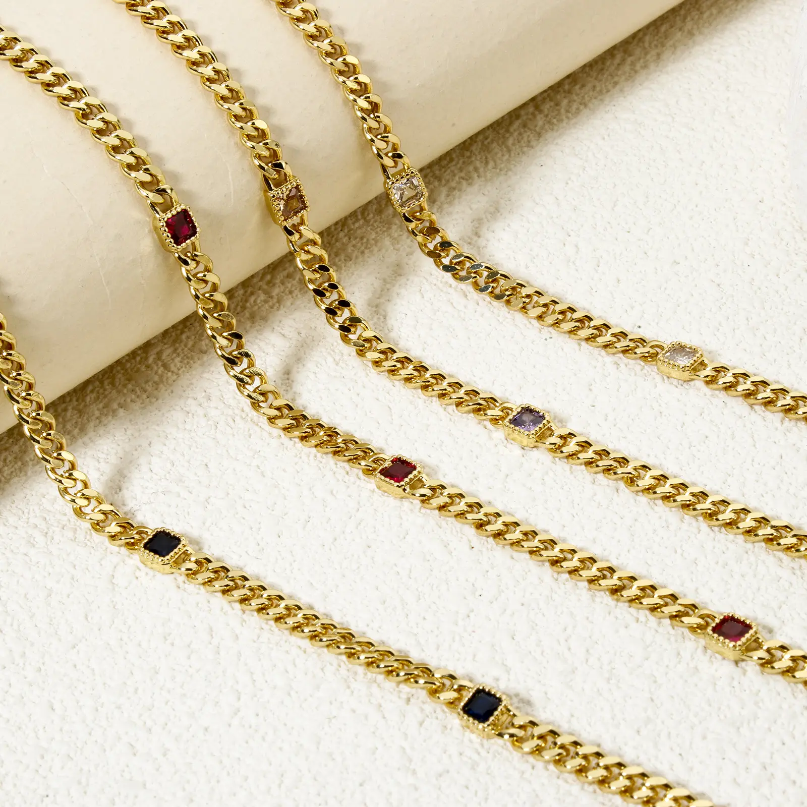 Brass Curb Link Chain For Handmade DIY Jewelry Making Findings Square 18K Real Gold Plated 4.5mm, 1 meter