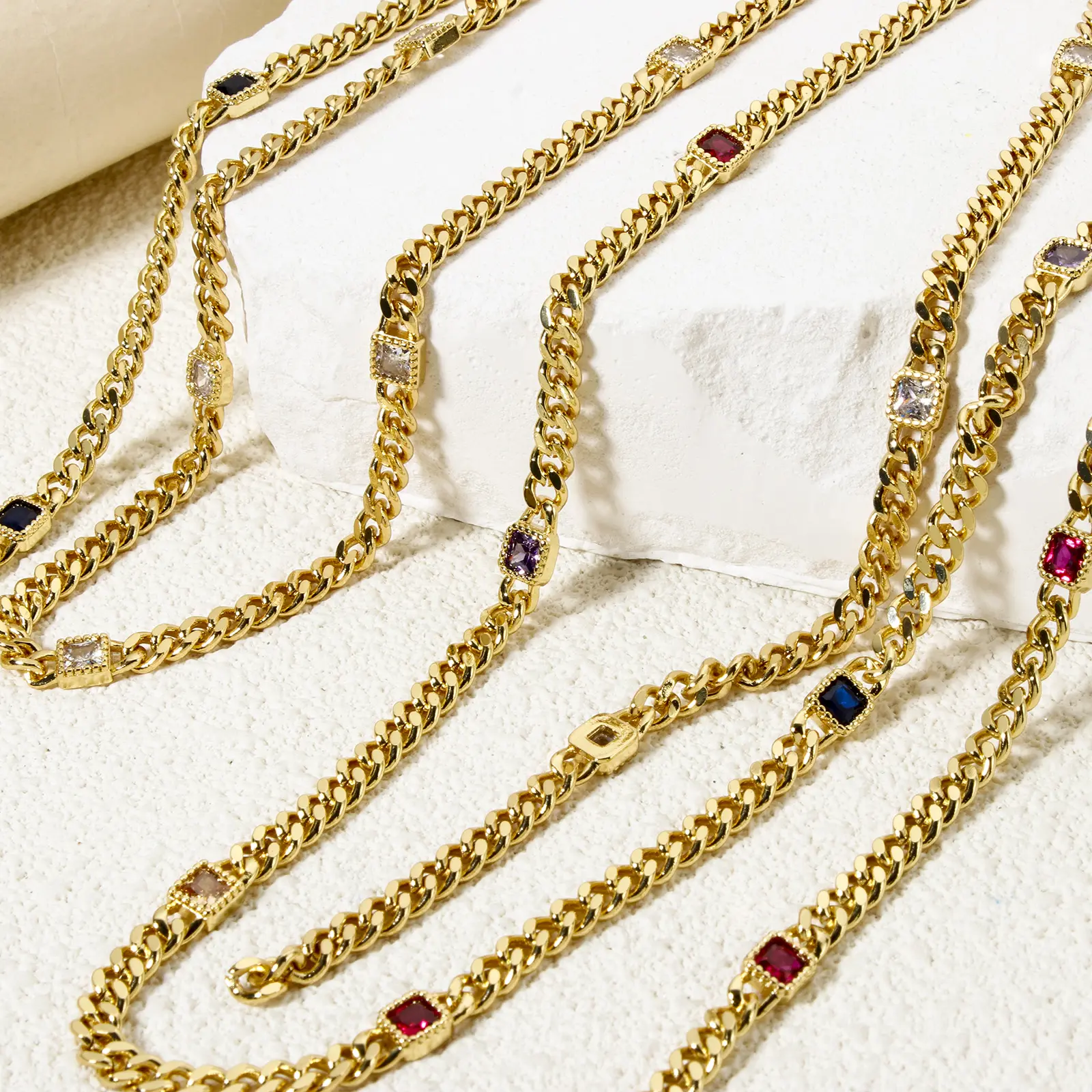 Brass Curb Link Chain For Handmade DIY Jewelry Making Findings Square 18K Real Gold Plated 4.5mm, 1 meter
